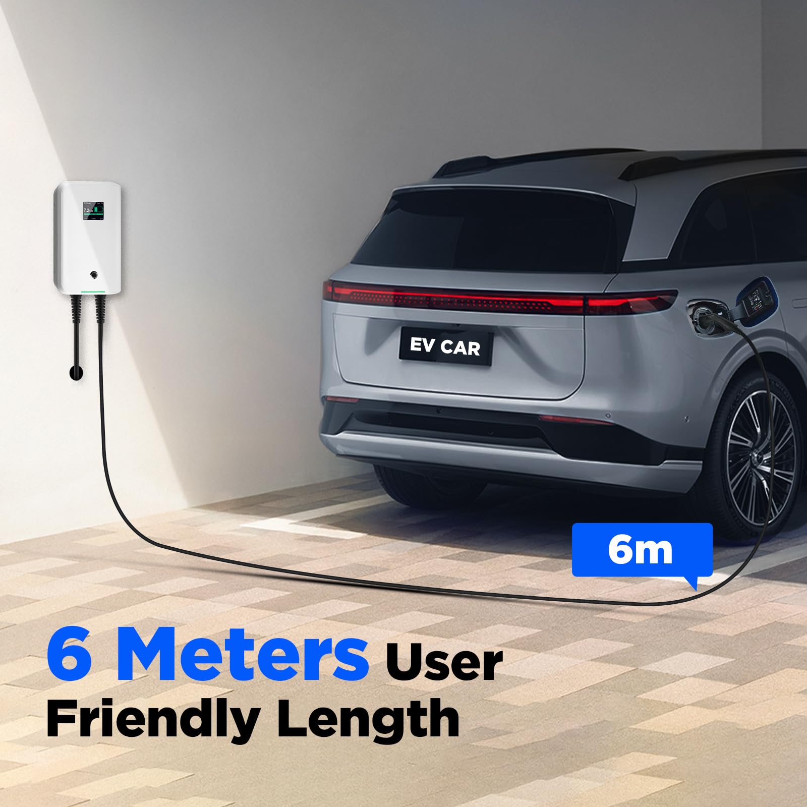 Morec 22 kW trifase Stazione di Ricarica EV 32 A Tipo 2 EU Standard IEC 62196-2, Spina con Cavo di Alimentazione per Scatola di distribuzione, Portatile e Veloce da Parete, 6,1 m