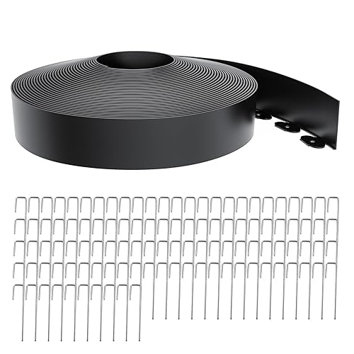 Landscape Edging 4 Inch Tall 100FT with 110Pcs Metal Spikes,