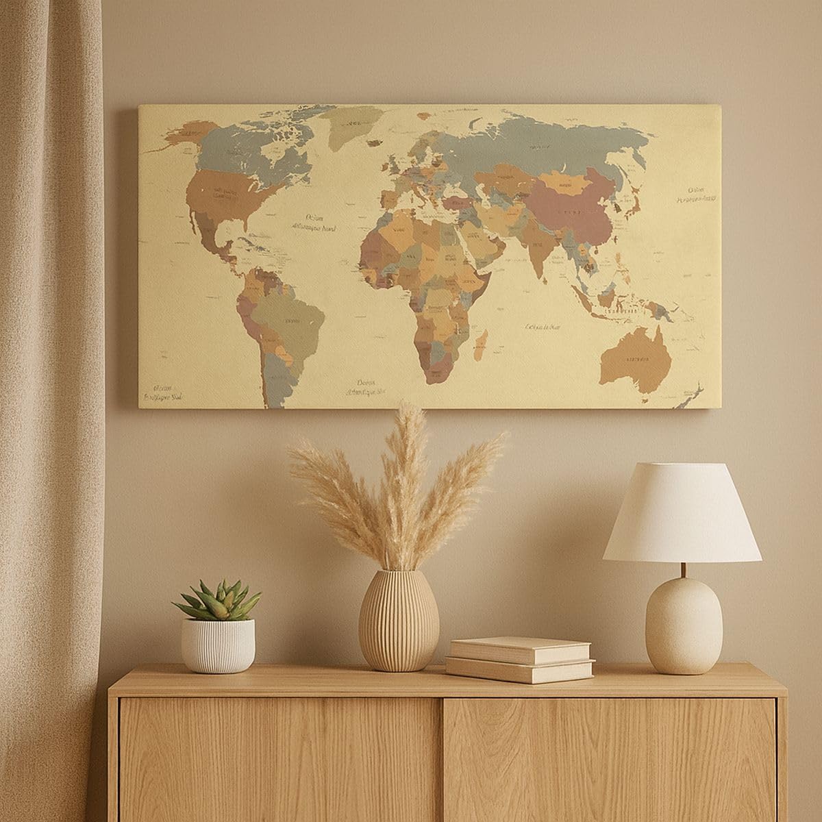 ARTTOR Dekoracja ścienna Salon mapa świat kraj Panorama Obraz na płótnie w ramie 120x50cm Nowoczesny Sypialnia Kuchnia Sztuka na ścianę Duży Obrazy Art Foto Wall Decor Canvas AB120x50-3861