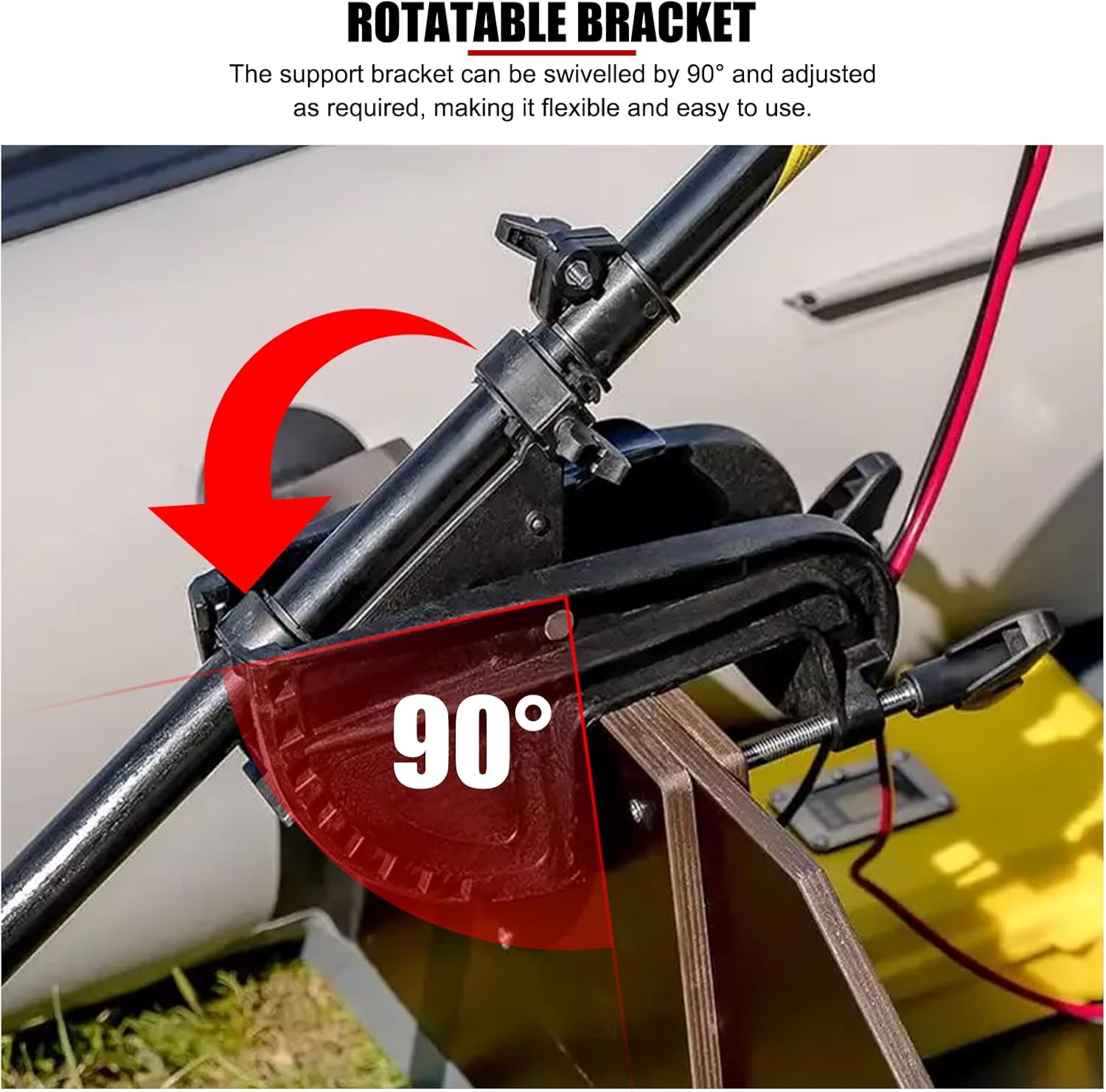 12V Electric Thruster Bracket for Inflatable Boats Kayaks, Adjustable 90° Rotatable Motor Mount Fits 60/68/86lbs Thrusters