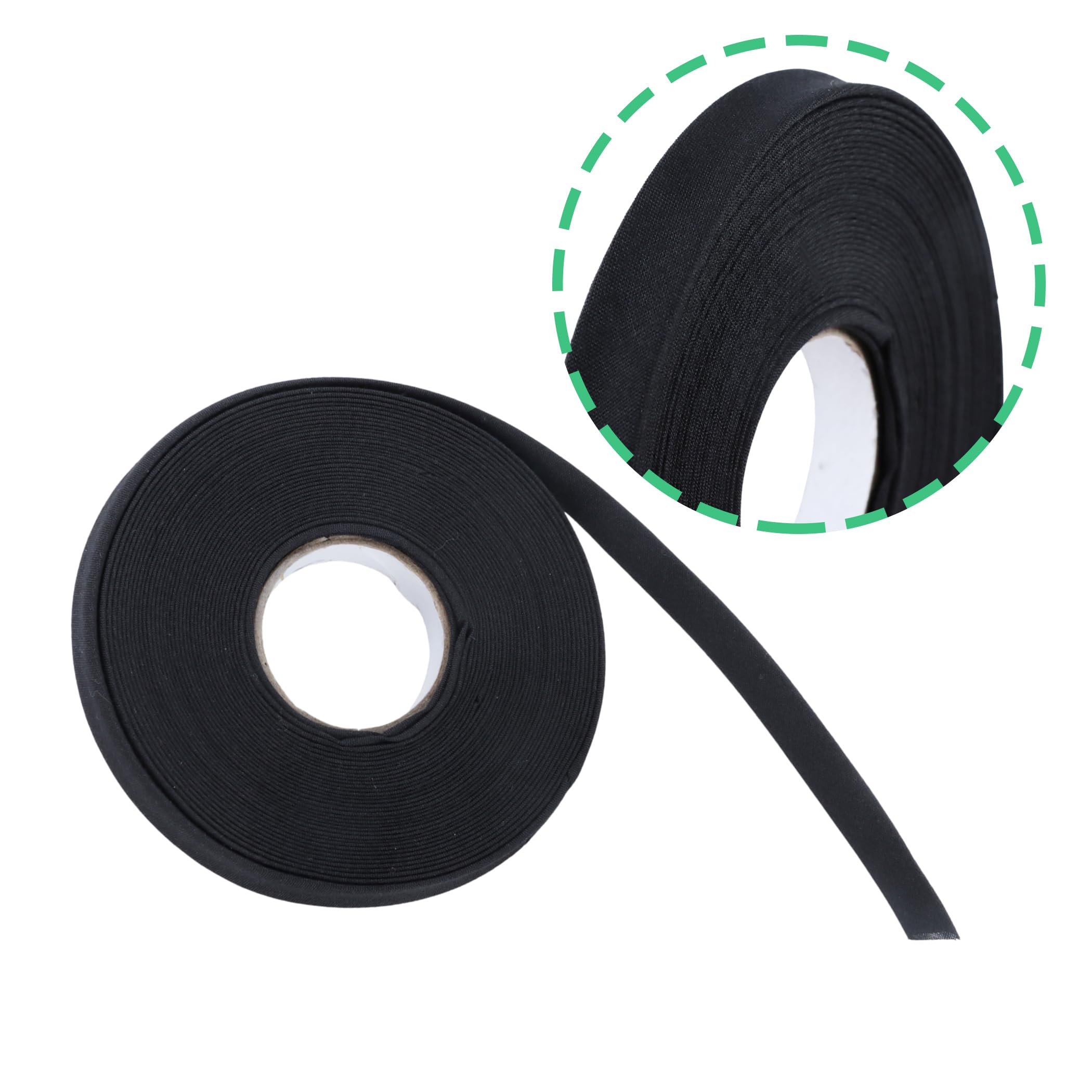 Cinta al bies de doble pliegue de 1/2 pulgada, cinta de encuadernación al bies de 10 yardas, cinta de tela para costura, dobladillo, costura, acolchado (negro)