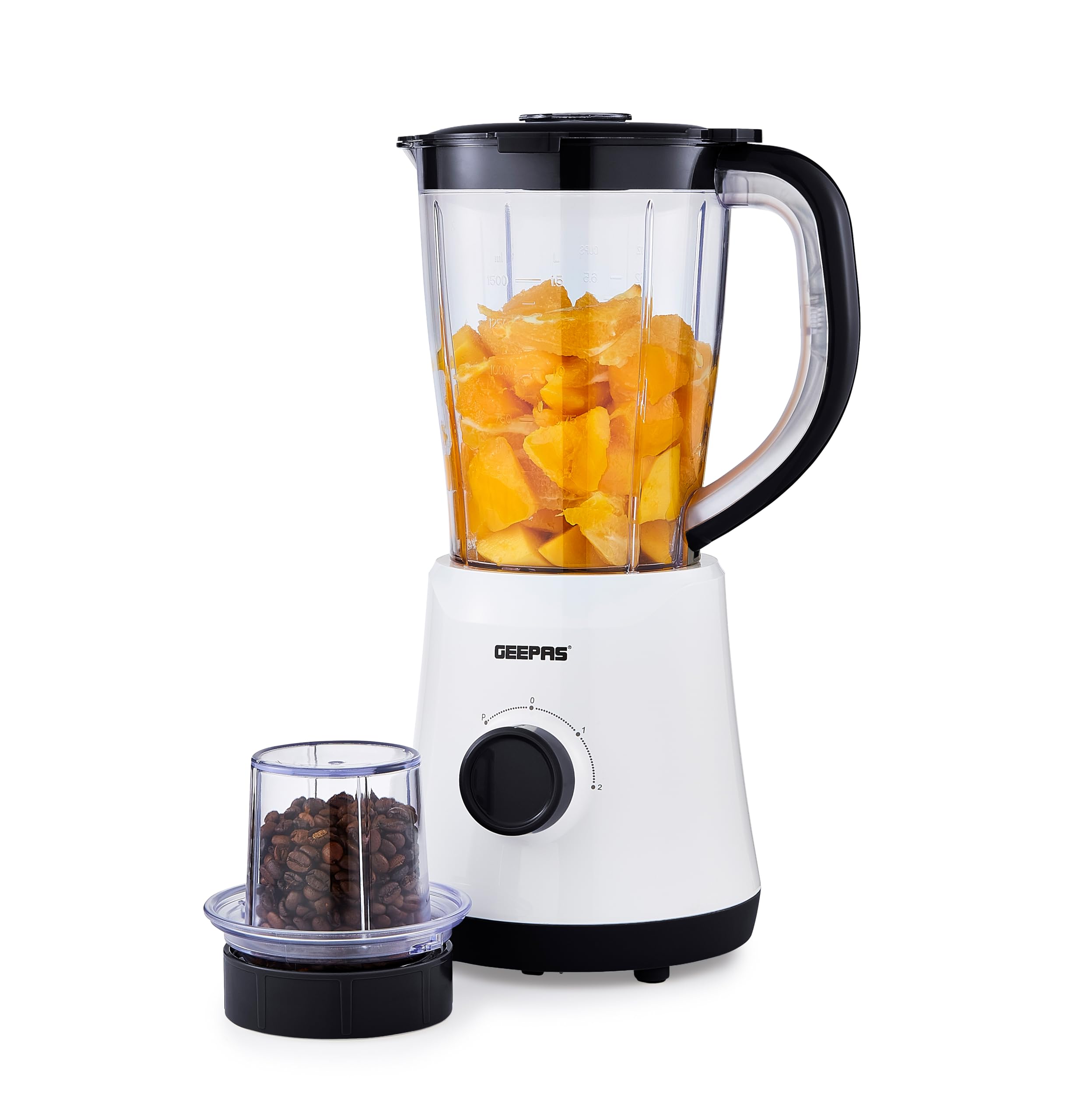 GEEPAS 2-in-1 Food Jug Blender | 1.5L Juice Jar & 60G Spice Mill 500W Black