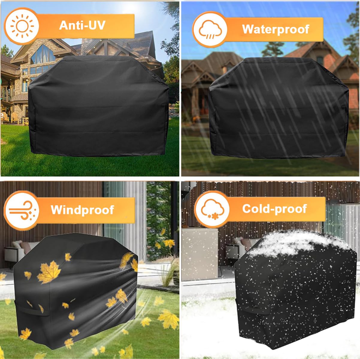 Du BBQ - Copertura per griglia 420D, impermeabile, resistente ai raggi UV, resistente agli strappi, universale, adatta per barbecue a gas all'aperto, protegge da tutte le condizioni atmosferiche