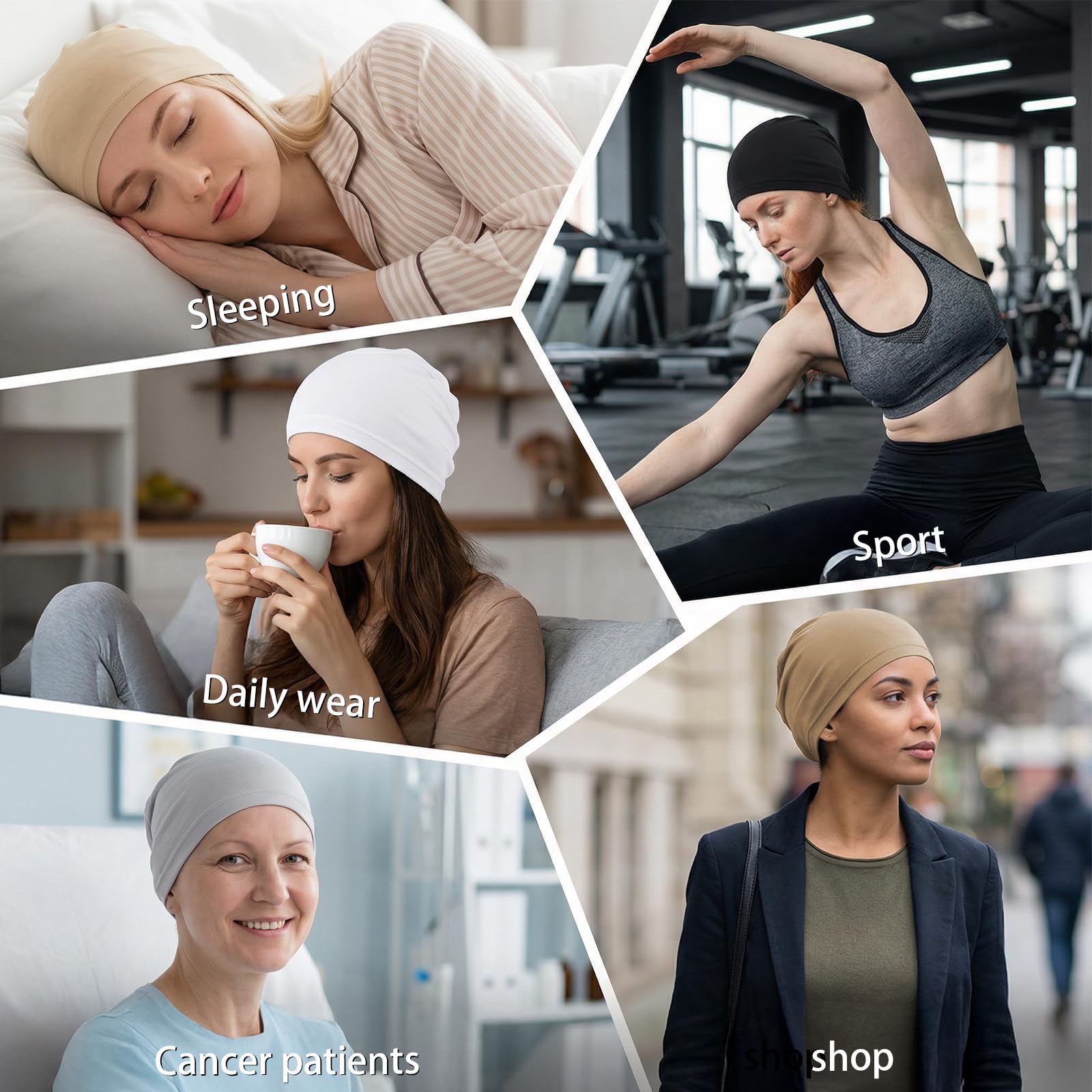 Sibba Chemo Nakrycie głowy dla kobiet, czapka Slouch Beanie, miękka, cienka czapka do spania, turban, nakrycie głowy w przypadku wypadania włosów i łysienia, na wszystkie pory roku