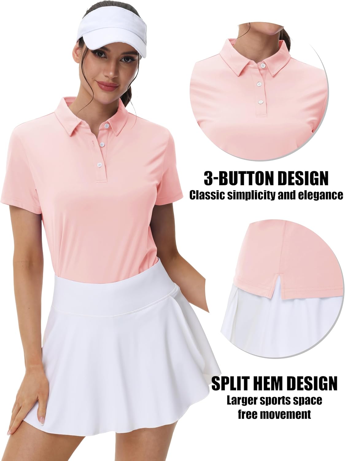 MAGCOMSEN Women's Polos Golf Shirts Short Sleeve UPF 50+ Collared Shirt Quick Dry Tennis Work Athletic Tops image 5