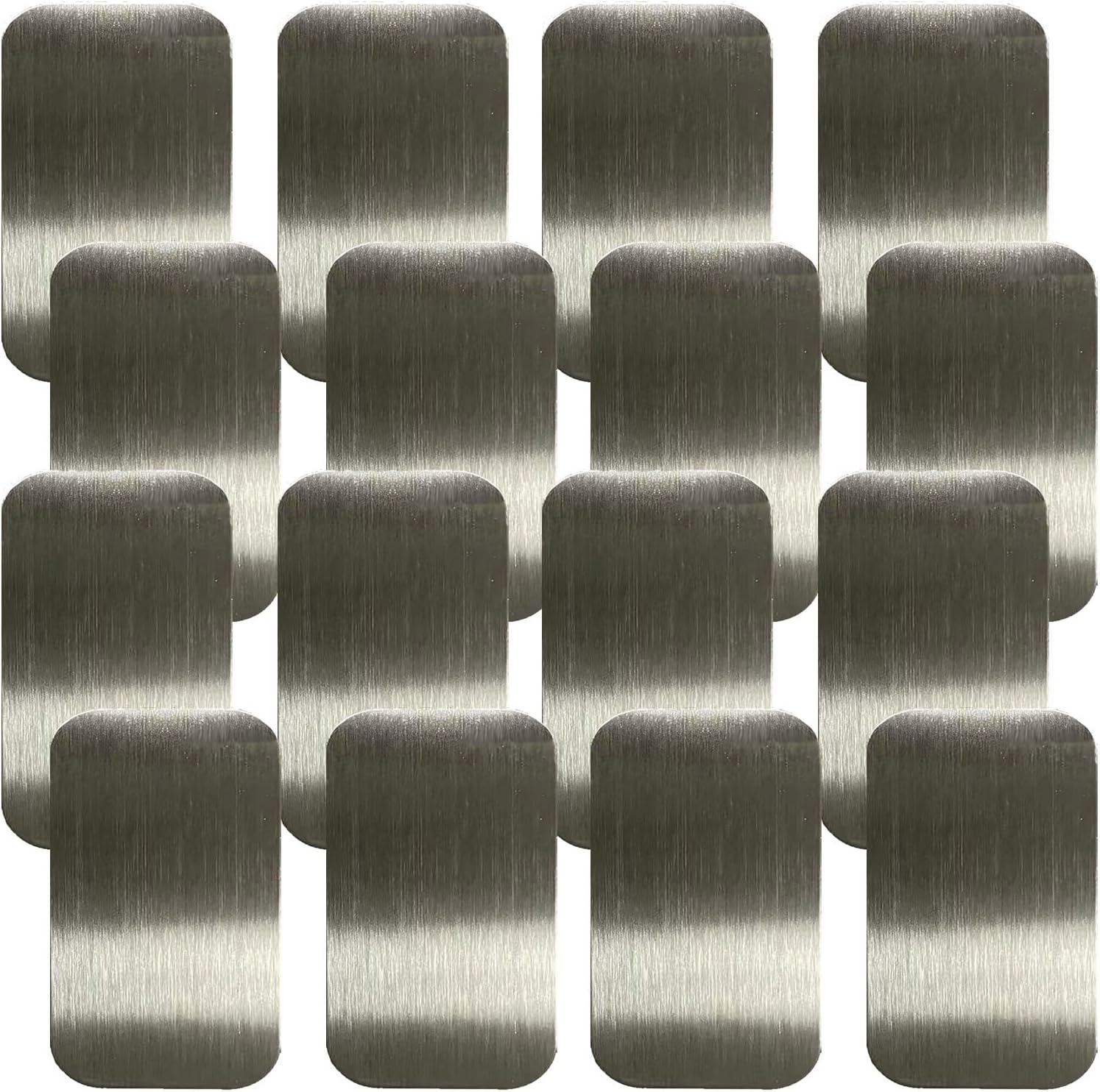 SALEX Replacement Metal Plates Set 16 Pack for Magnetic Mount, Wall, Case, Magnet, Craft - Kit of 16 Matte Silver Small 0.8" x 1.6" Iron Discs Without Holes - 3M Adhesive Backing. 16 Pack