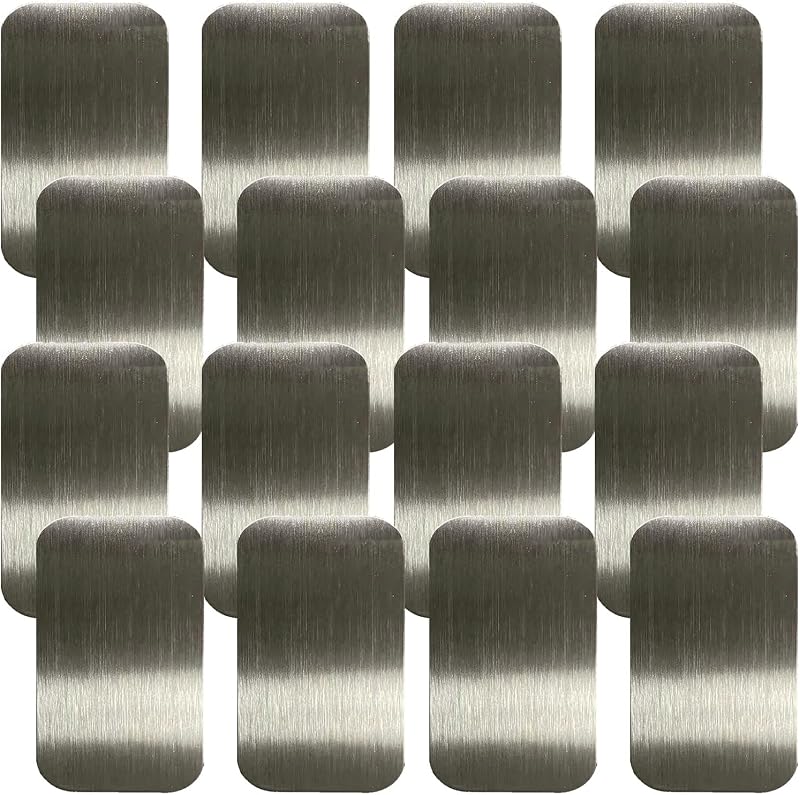 Kit de 16 Placas Metálicas SALEX para Suporte Magnético, Prateadas, 22 x 41 mm, Adesivo 3M