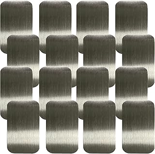 SALEX Replacement Metal Plates Set 16 Pack for Magnetic Mount, Wall, Case, Magnet, Craft - Kit of 16 Matte Silver Small 0.8" x 1.6" Iron Discs Without Holes - 3M Adhesive Backing. 16 Pack