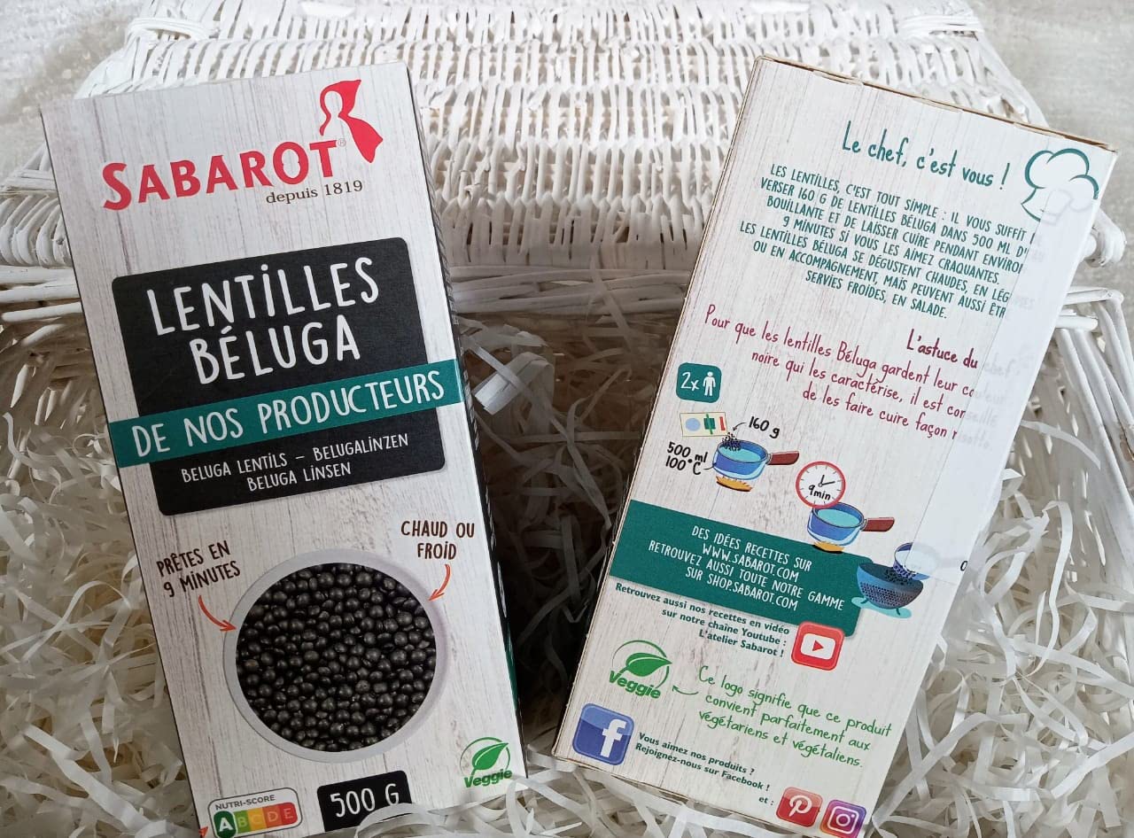 SABAROT BLACK BELUGA LENTILS - 500G, FOR VEGETARIAN AND VEGANS, FRENCH LENTILS