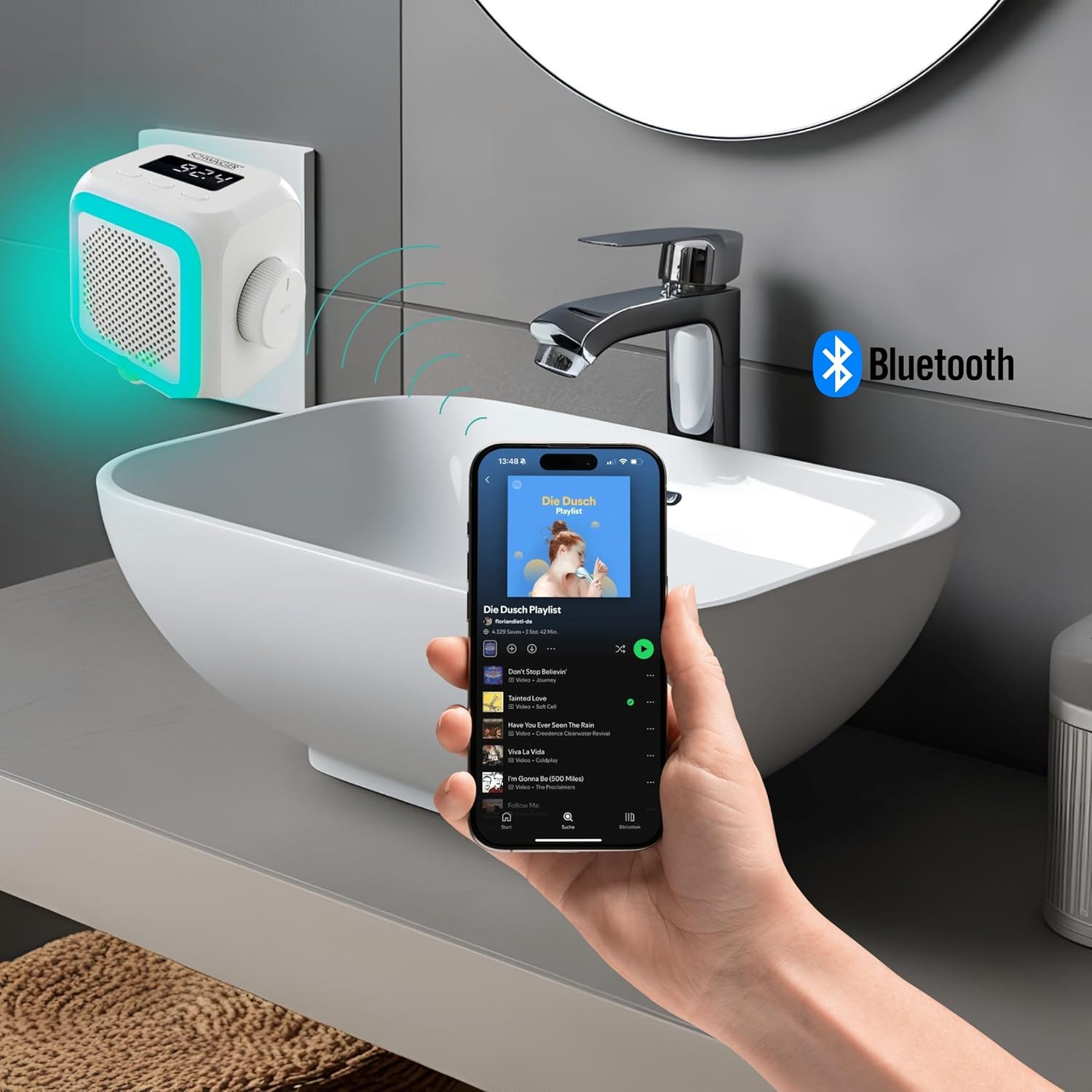 SCHWAIGER RAFM0100 radio plug connected via Bluetooth to a smartphone