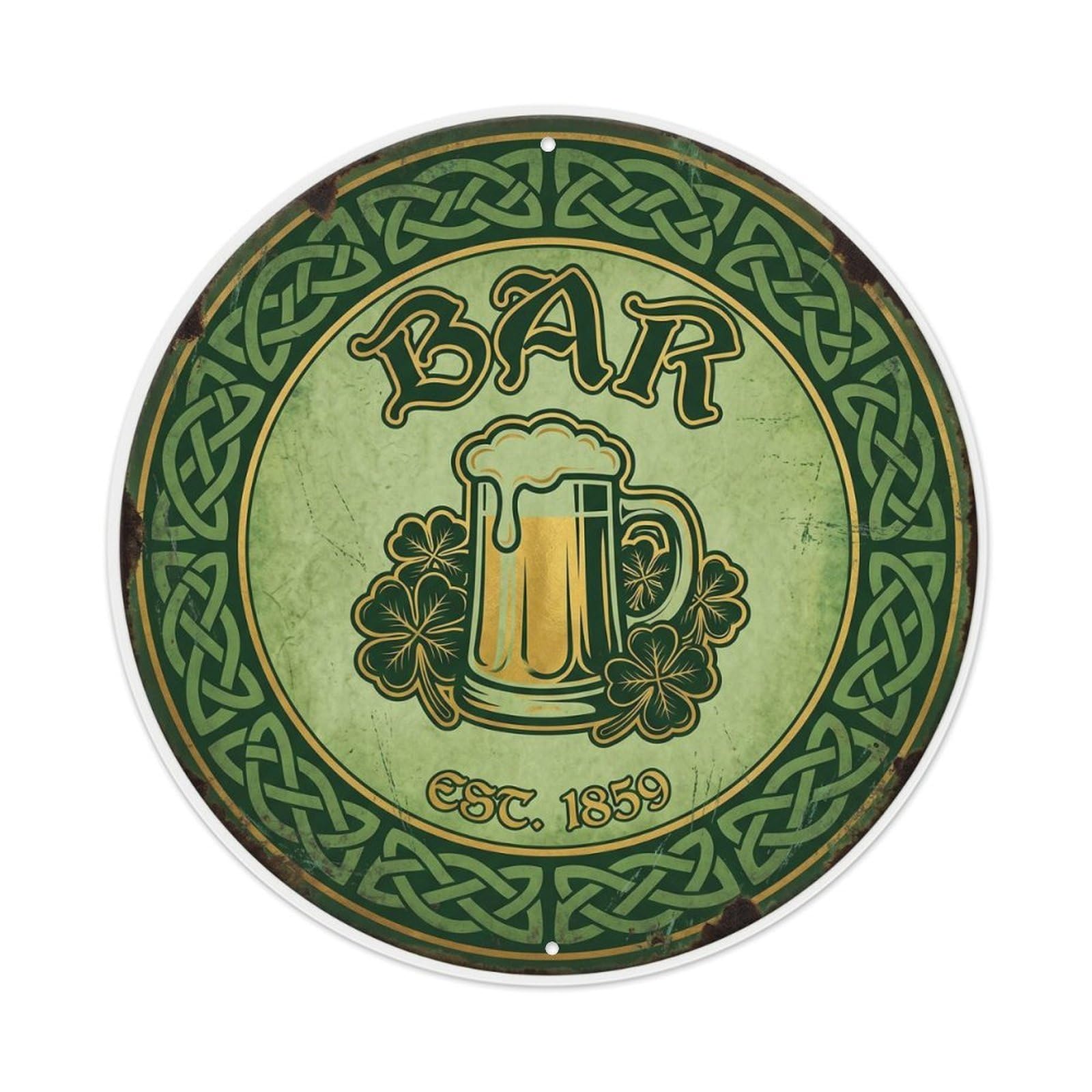 BAR Classic Tavern Emblem Metal Tin Sign Plaque Wall Decor for Cafe, Club Bar, Office, Home Garden Round Metal Poster 8x8Inch