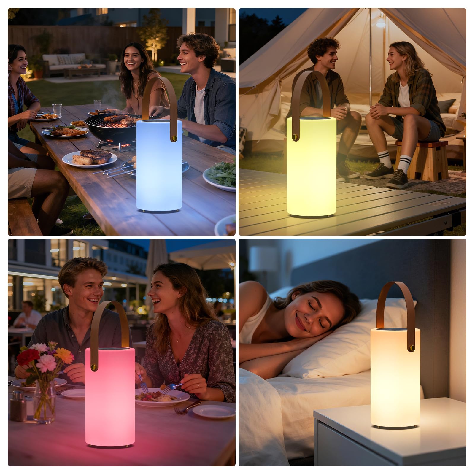 MALUX Lampe de table solaire d'extérieur 2 en 1 - Charge blanc chaud et RVB - Lampe de table LED avec télécommande IP44 - Étanche - Sans fil - Portable - Rechargeable - Pour jardin, terrasse, balcon