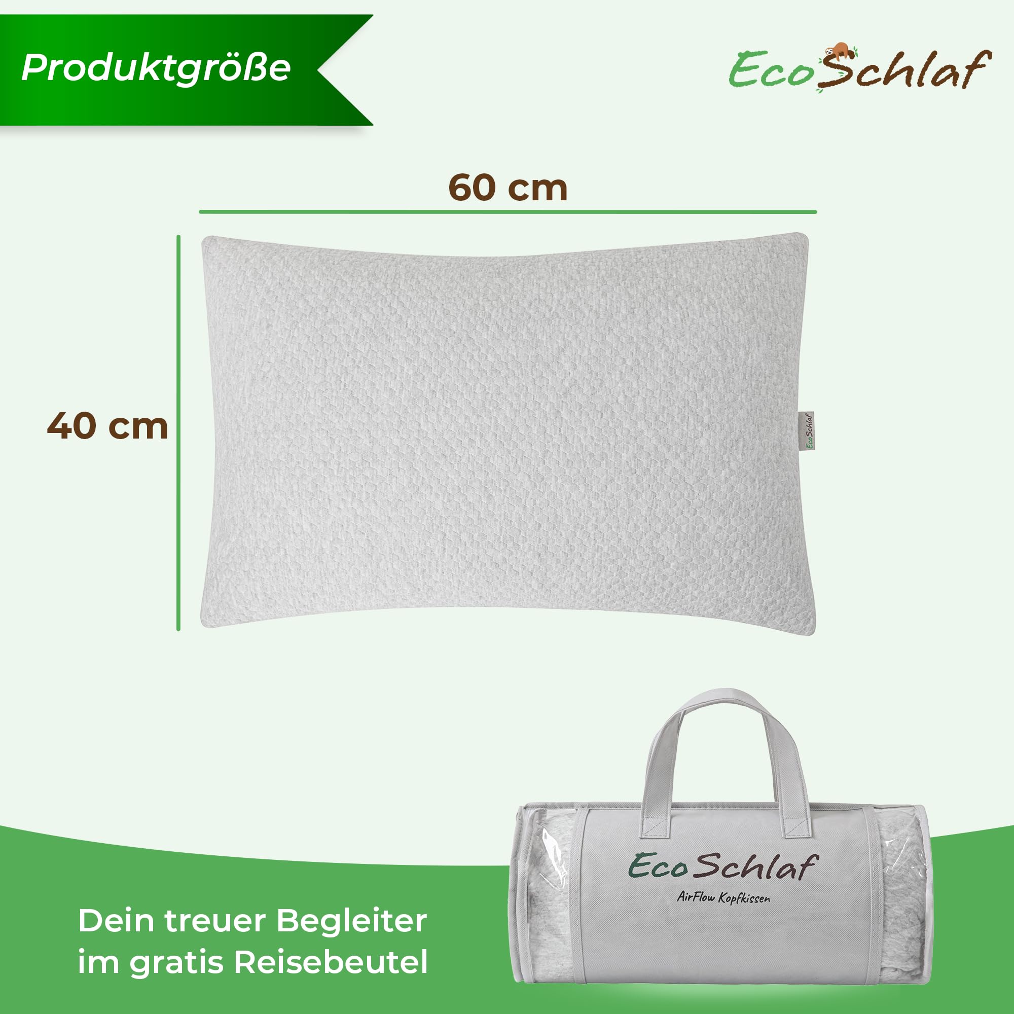 Airflow Ergonomisches Kopfkissen | Kissen aus Memory Foam (Grau) | Individuelles Seitenschläferkissen (für alle Schlaftypen) I Neck pillow gegen Nackenschmerzen I Orthopädisches Nackenkissen