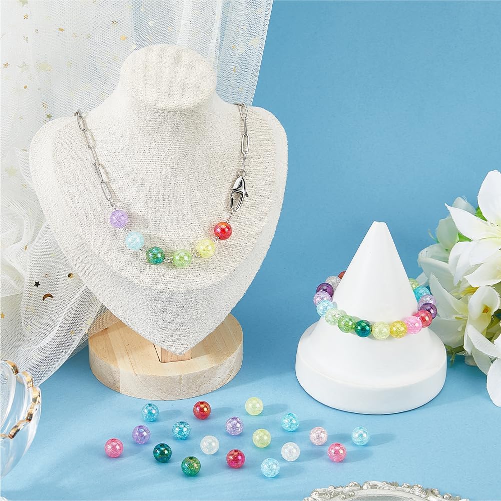 1 Box 300PCS 10MM Transparent Acrylic Crackle Round Beads with Holes Mixed Color Assorted Clear Spacer Loose Bead Charms Bulk for Jewelry Making Christmas Necklaces DIY Crafts Supplies - Image 4