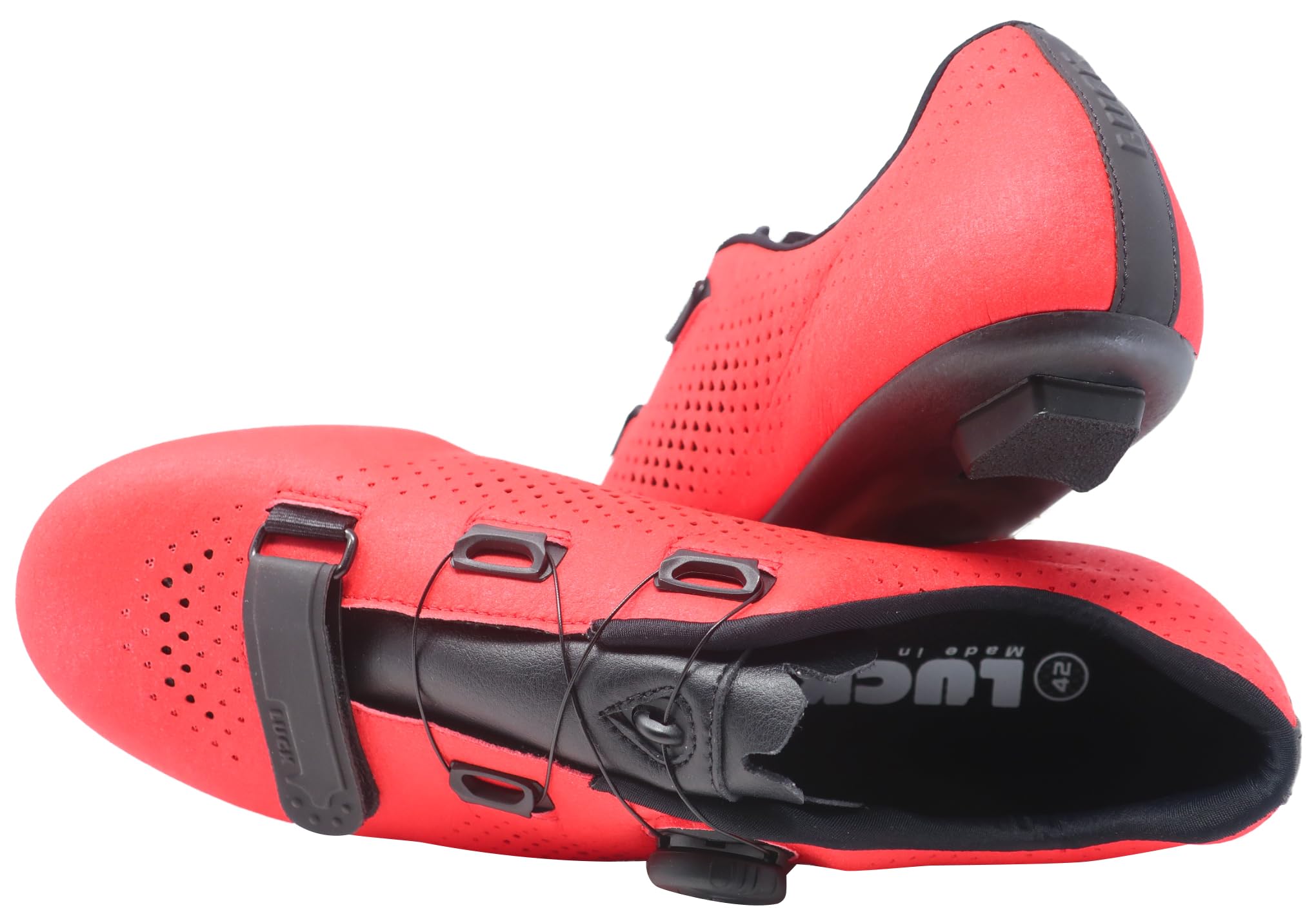 LUCK Flin Horma Ancha, Zapatillas de Ciclismo para Carretera, con Suela de Carbono y Cierre rotativo.
