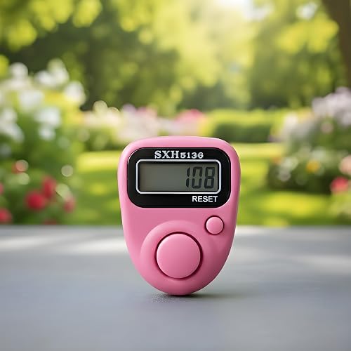 Pink Naam Jap Counter,Grey Tasbih Counter|Mini Digital Tally Counter Finger Ring|Chanting Count Machine for Meditation, Mantra Jap,Cricket Umpire|Digital Counting Device (511 Ring Pink)