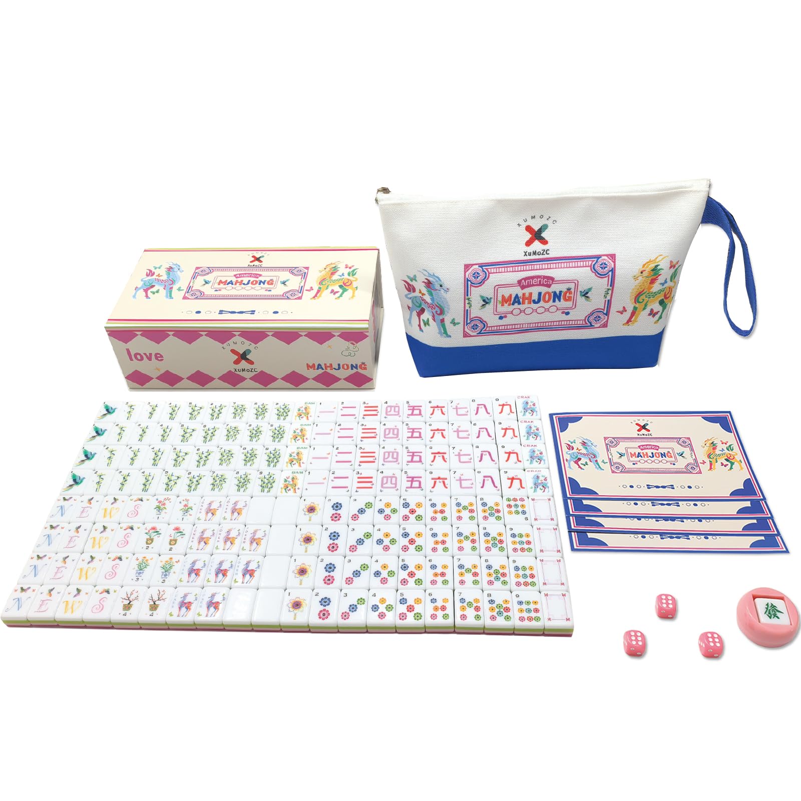 Photo 1 of XuMoZC American Mahjong Design Set 1.2-inch 160 Acrylic High-Grade Four Layer Rose Red Mah-Jongg Tiles