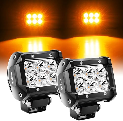 Nilight Luces LED de 4 pulgadas, haz de punto ámbar, luces antiniebla, 2 unidades, 18 W, iluminación de trabajo todoterreno para camión, ATV, UTV,