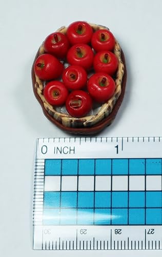 Miniatura 6 de Figura realista de cesta de frutas de manzana roja, naranja y uvas, accesorio de casa de muñecas en miniatura, comida perfecta para casa de muñecas,