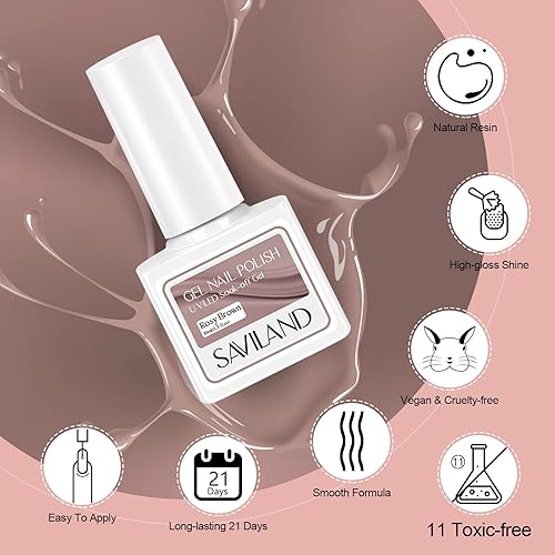 Miniatura 4 de Saviland Juego de esmaltes de uñas de gel: 6 colores clásicos de 0.3 fl oz, esmalte de gel blanco, negro, rojo, purpurina, remojado, UV LED, juego