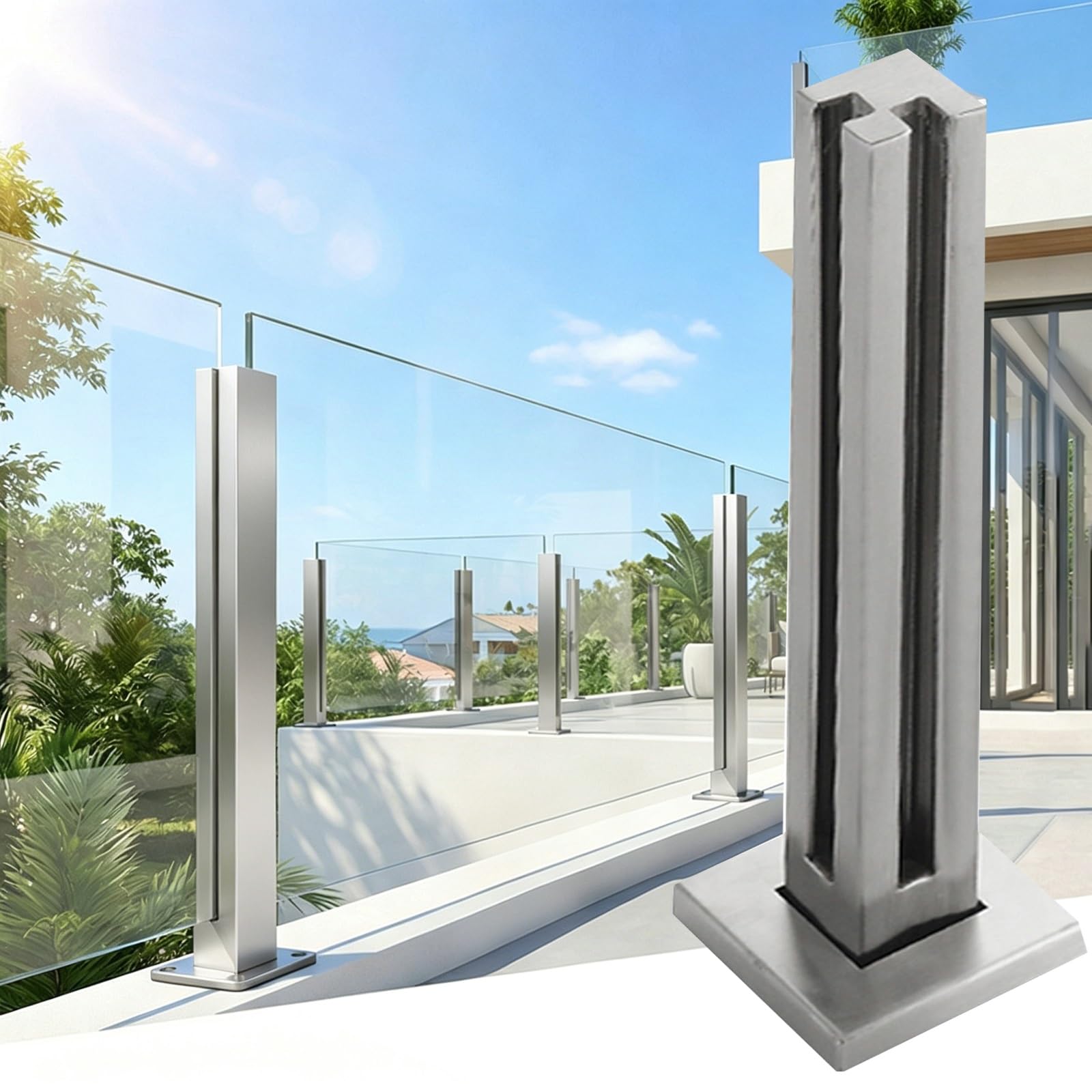 System wsparcia słupka balustradowego HeavyDu 10 mm do użytku na zewnątrz i na patio komercyjny słupek narożny klasy G dla lepszego bezpieczeństwa i bili