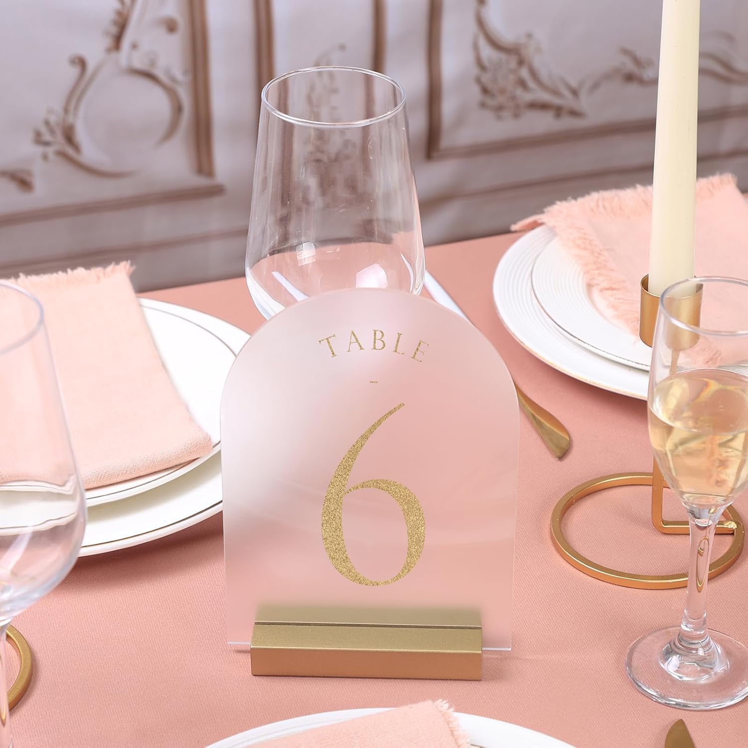UNIQOOO 20 Pack 4" Gold Birch Wood Stands for Wedding Acrylic Sign, Wood Table Number Holders for 1/8 Thick Acrylic Sheets | Wedding Display Stand, Card Holder for Bar Menu, Retail Sign, Party