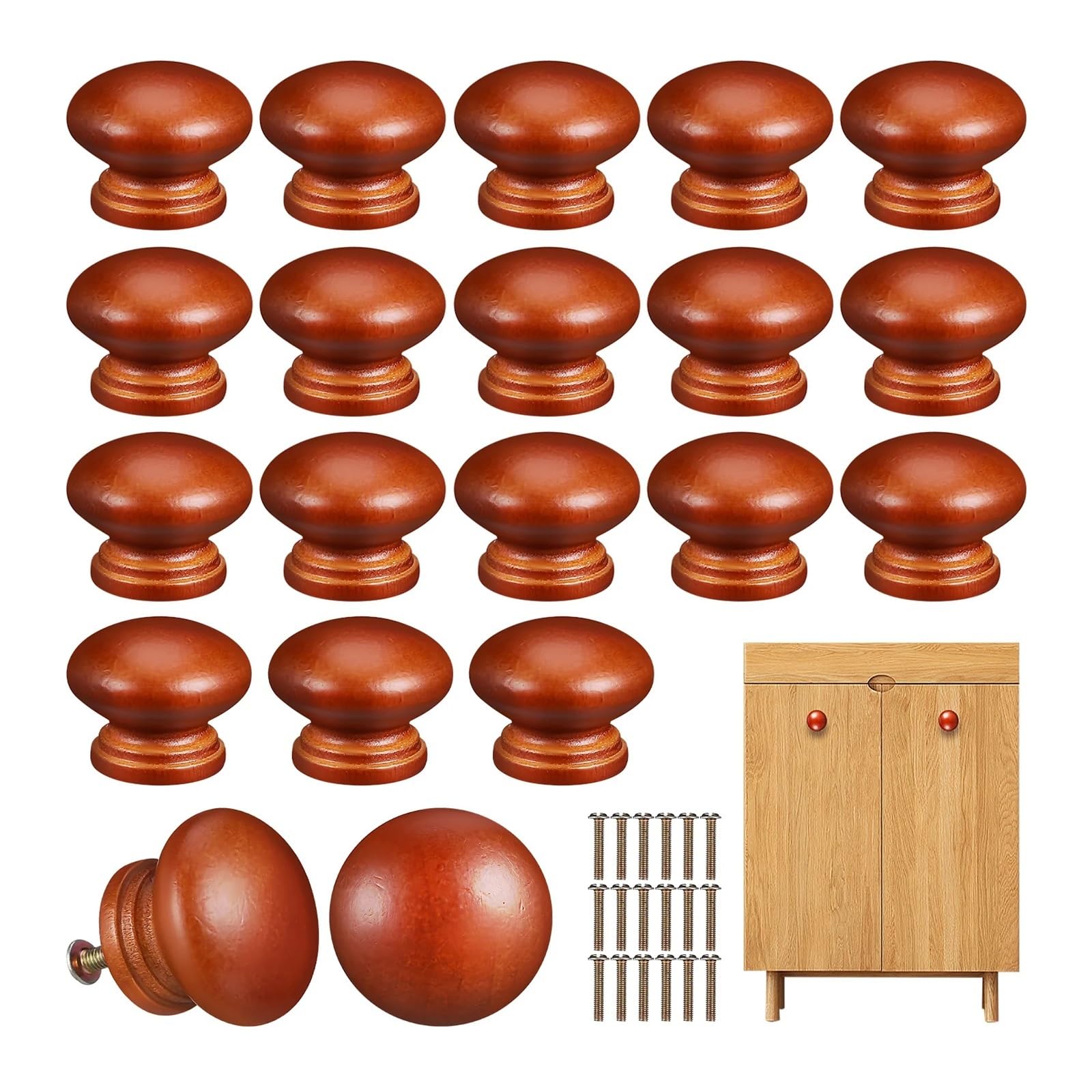 20 Stück Schrankknöpfe aus Holz Für Schränke