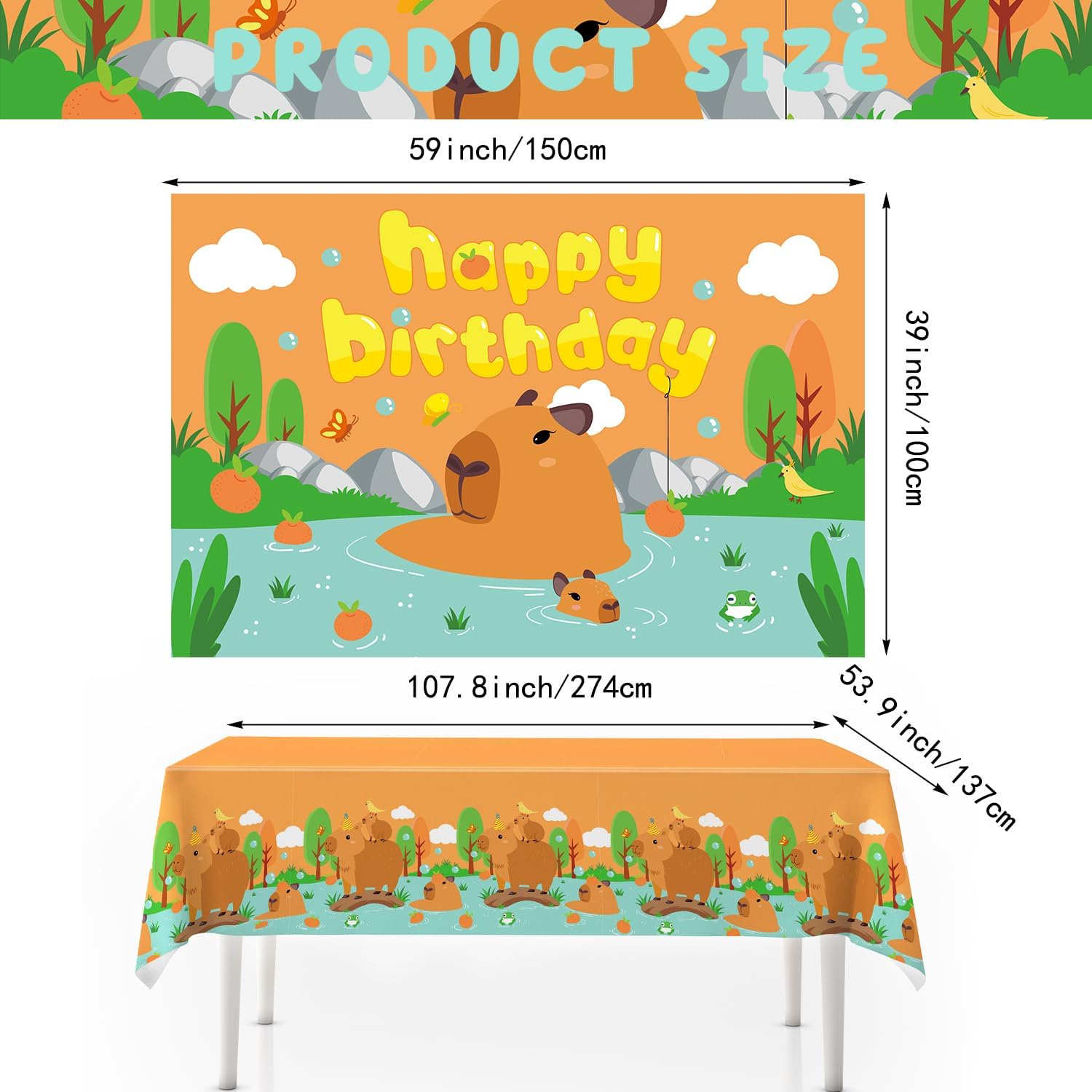 Capybara Birthday Decorations,Capybara Party Supplies,Capybara Party Decorations,Capybara Party Supplies Include Balloons,Backdrop,Banner, Cake Toppers,Tableware, Tablecloth - Image 5