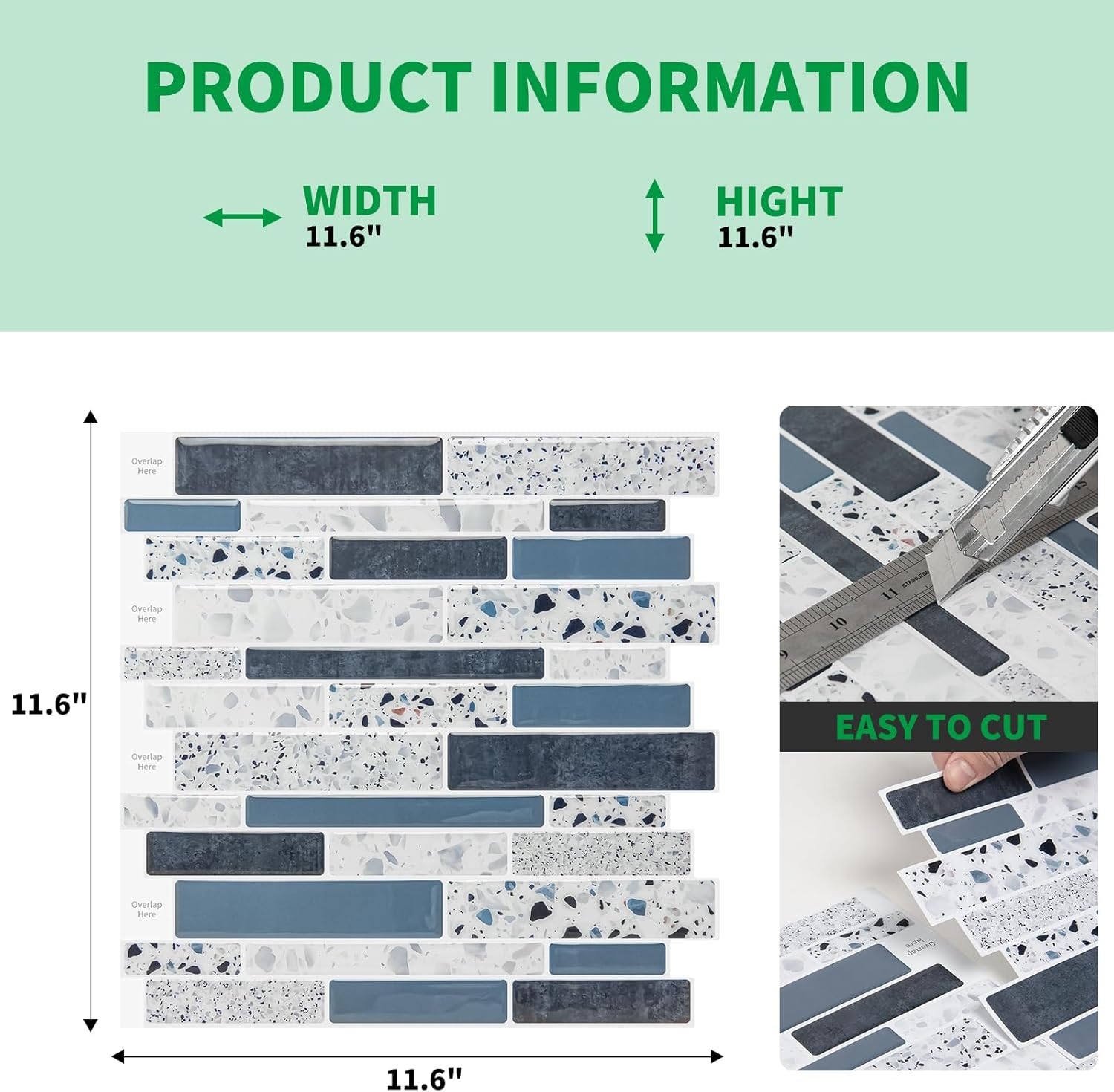LONGKING Peel and Stick Backsplash Tile for Kitchen, Stick on Tile on Wall, Bathroom