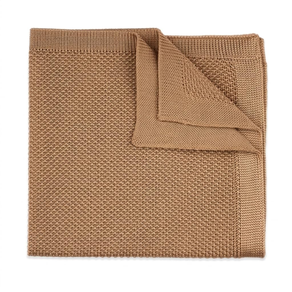 The Gents Lab Men's Mocha Knitted Pocket Square Made From 100% Soft Polyester | Over 20+ Colours (Mocha)
