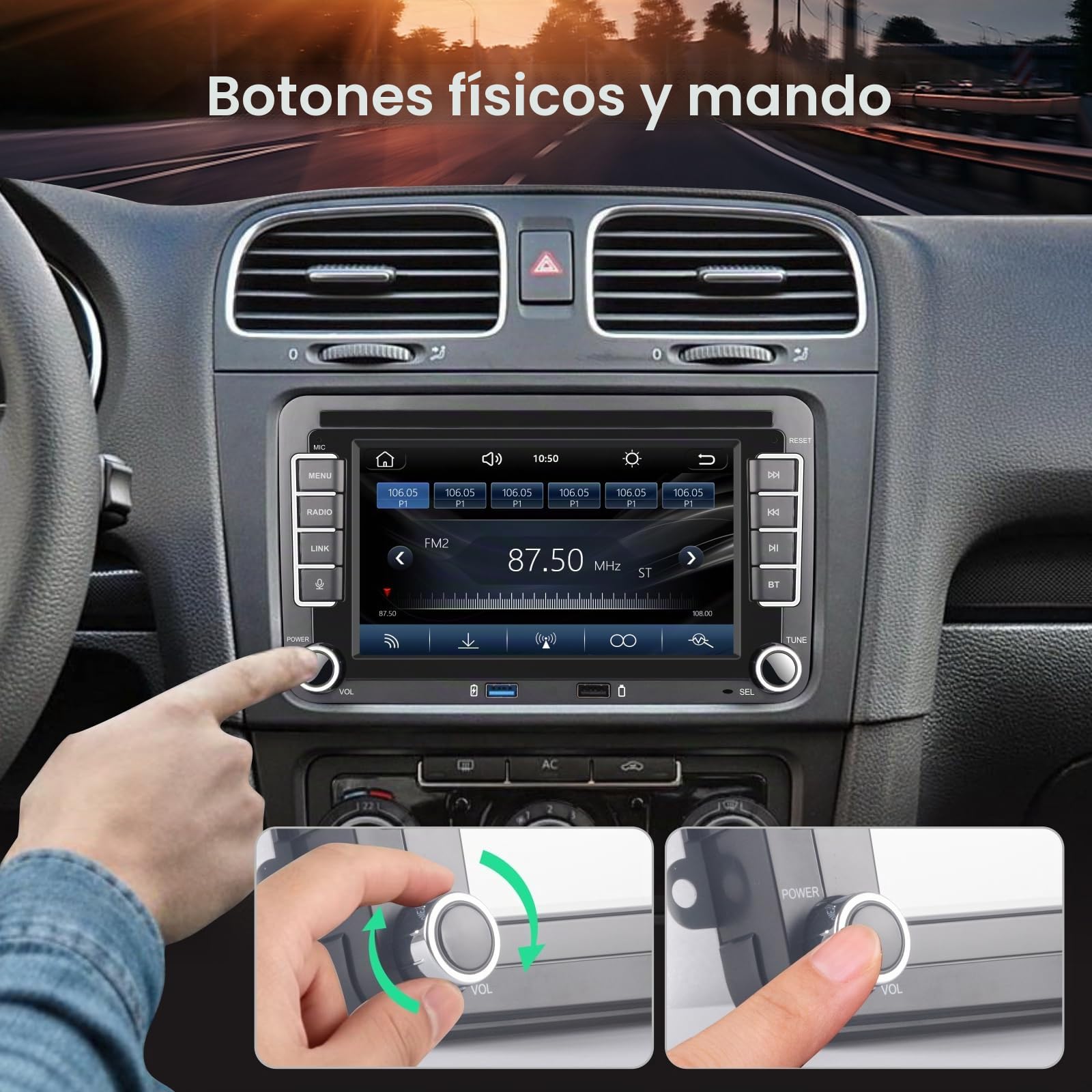Radio de Coche Linux para VW Golf 5 6 Passat Polo RCD330 con CarPlay inalámbrico y Android Auto, Arranque en 2 Segundos, Controles físicos, Sonido de Calidad OEM, Plug & Play Puerto Quadlock