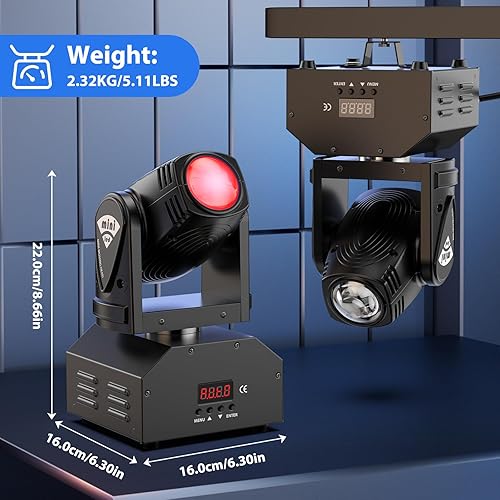 Vista 6 de U`King luz de LED con cabezal móvil, haz de luz RGBW con DMX para iluminación de escenario, fiesta, discoteca, espectáculo de DJ., Negro