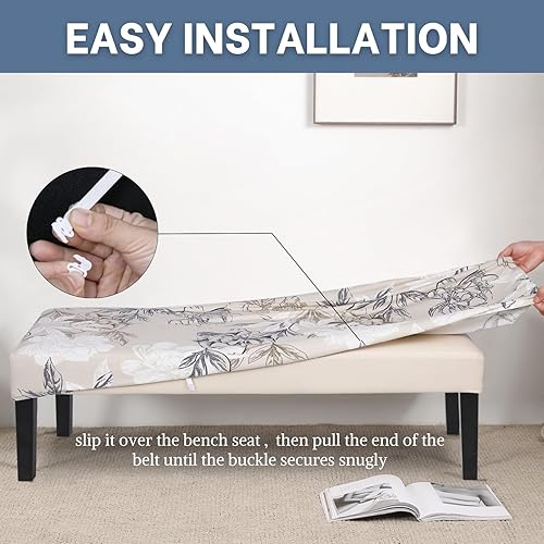 Vista 96 de SearchI Funda para banco de comedor, fundas largas elásticas y lavables para asiento de banco de banco rectangular, para comedor, sala de estar