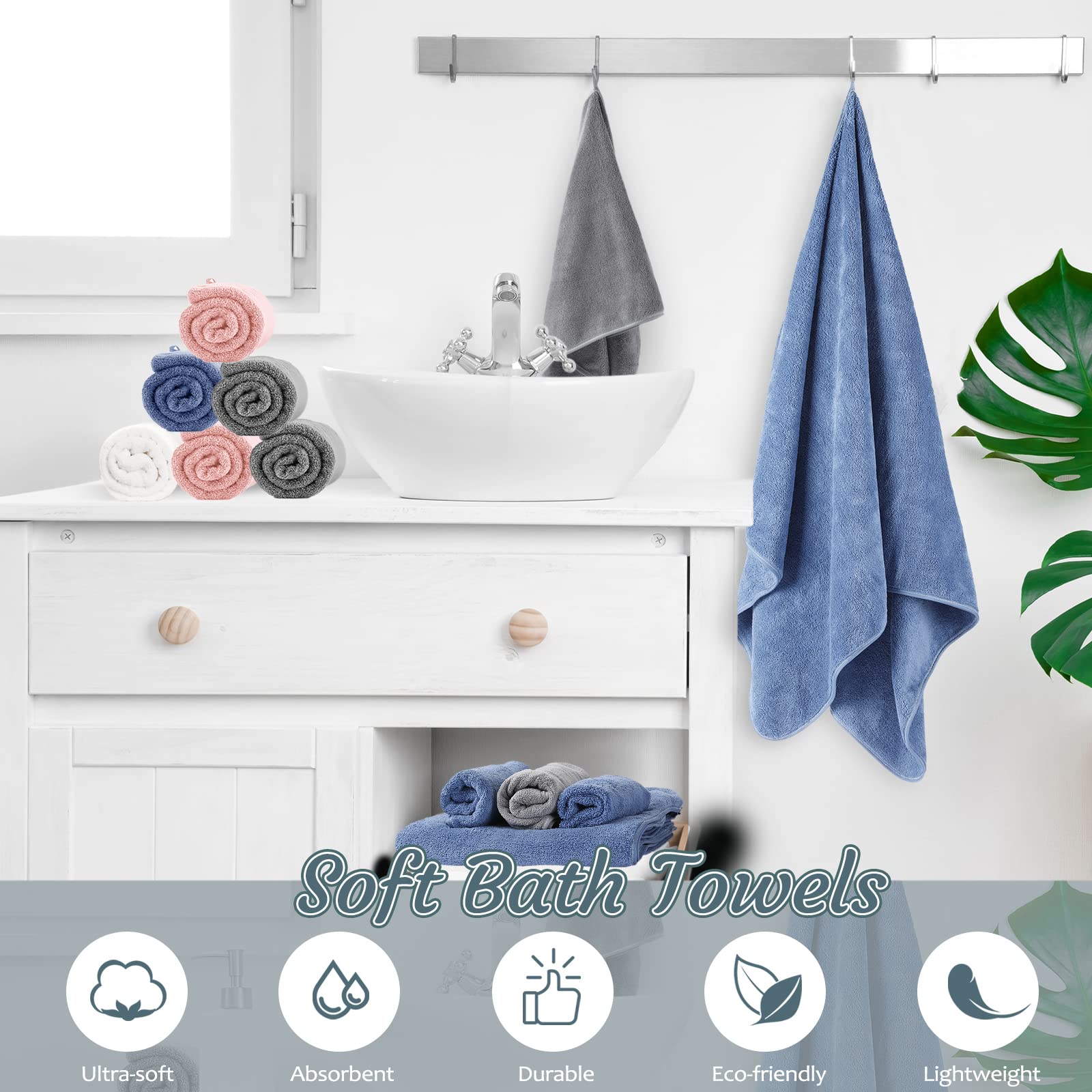 Lot De 4 Serviettes 100 % Velours Corail, Ultra Douces Et à Séchage