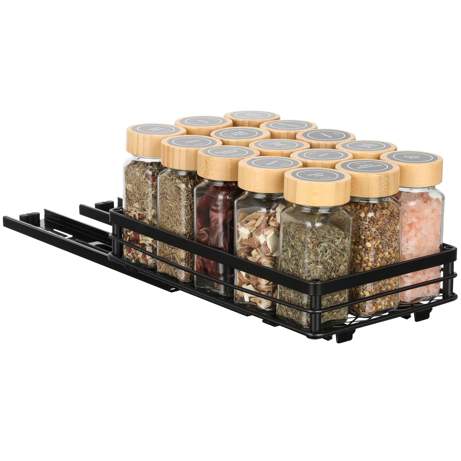 VINATO Gewürzregal Ausziehbar, Schrank Organizer Küche mit Rollenschienen, Küchenorganizer zum Ausziehen Gewürzständer für Schrank (26 * 15 * 5.5CM) Küche, Haushalt & Wohnen