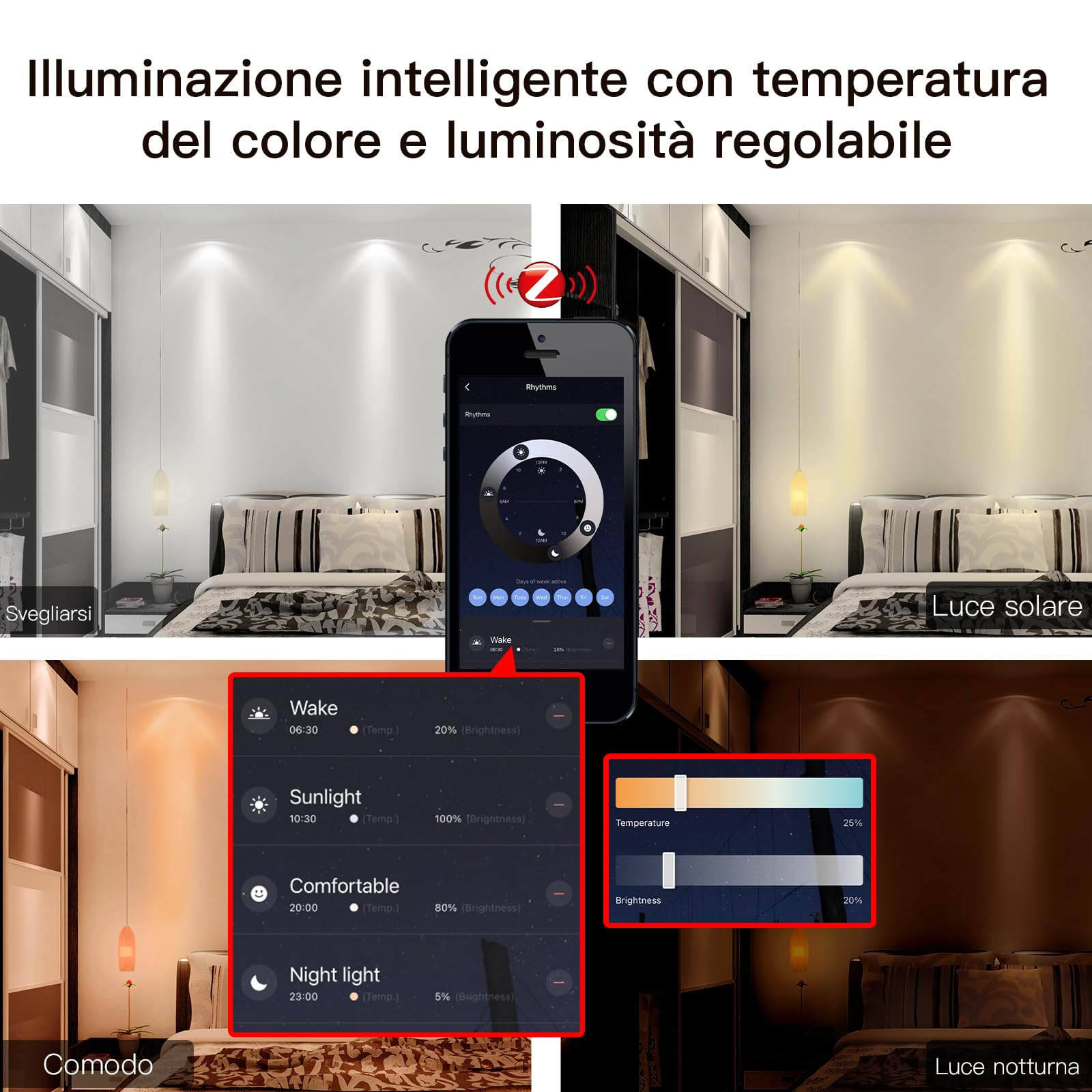 MOES ZigBee Lampadina LED Smart GU10 da 5W RGB e bianco freddo dimmerabile | Controllo vocale Alexa/Google Assistant, 2200-6500K 345lm Confezione da 2 (richiede ZigBee Hub)