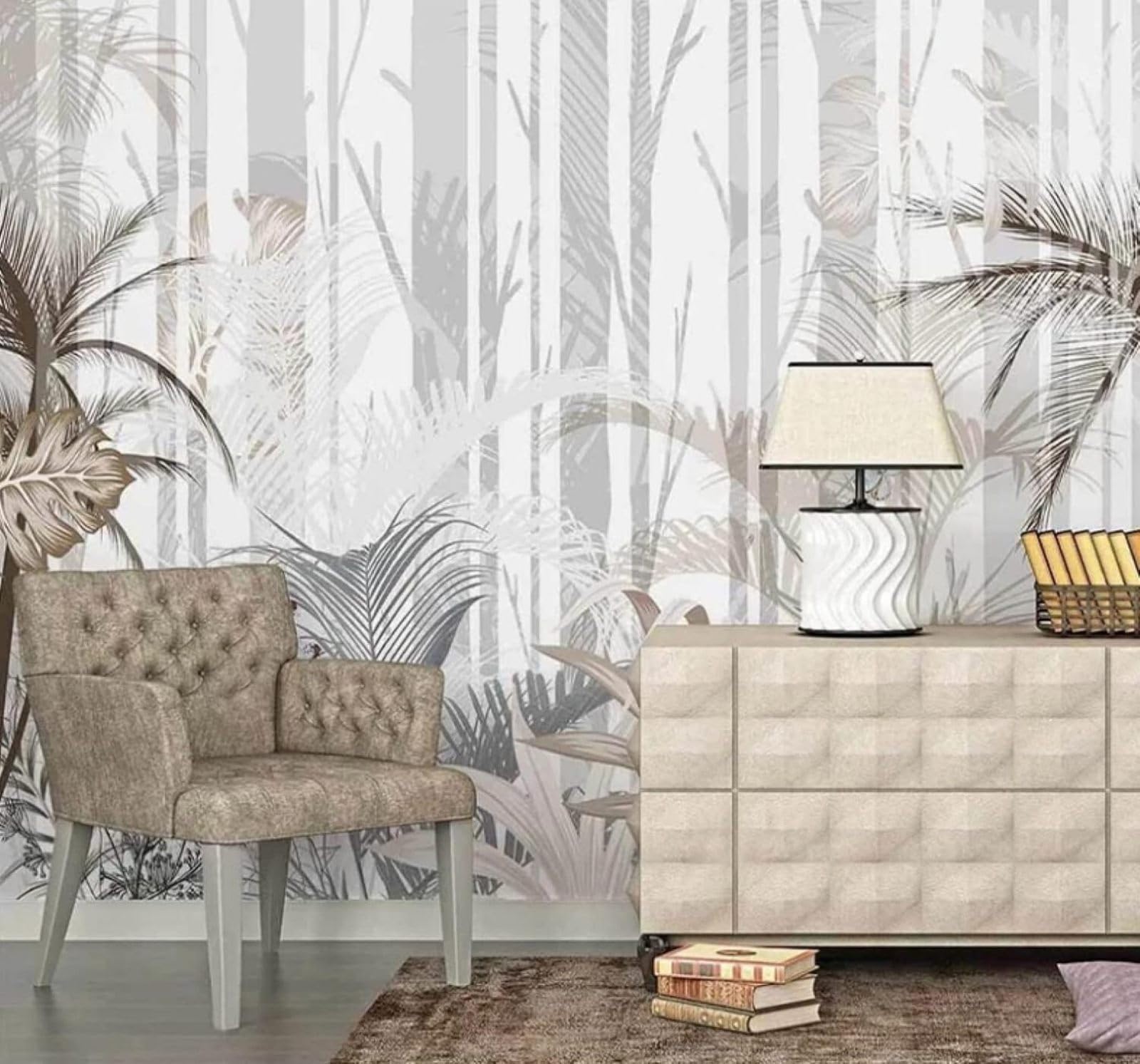 XLMING Hand Drawn Forest Palm Trees Plants Butterflies 3D Wallpaper Luxury Home Dining Decor Paste Sofa Living Room The Wall for Bedroom Mural-350cm×256cm