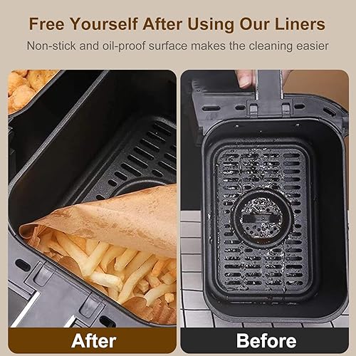 Miniatura 6 de Forros desechables para freidora de aire, 100 forros de papel para freidora de aire, revestimientos de papel pergamino antiadherentes, accesorios