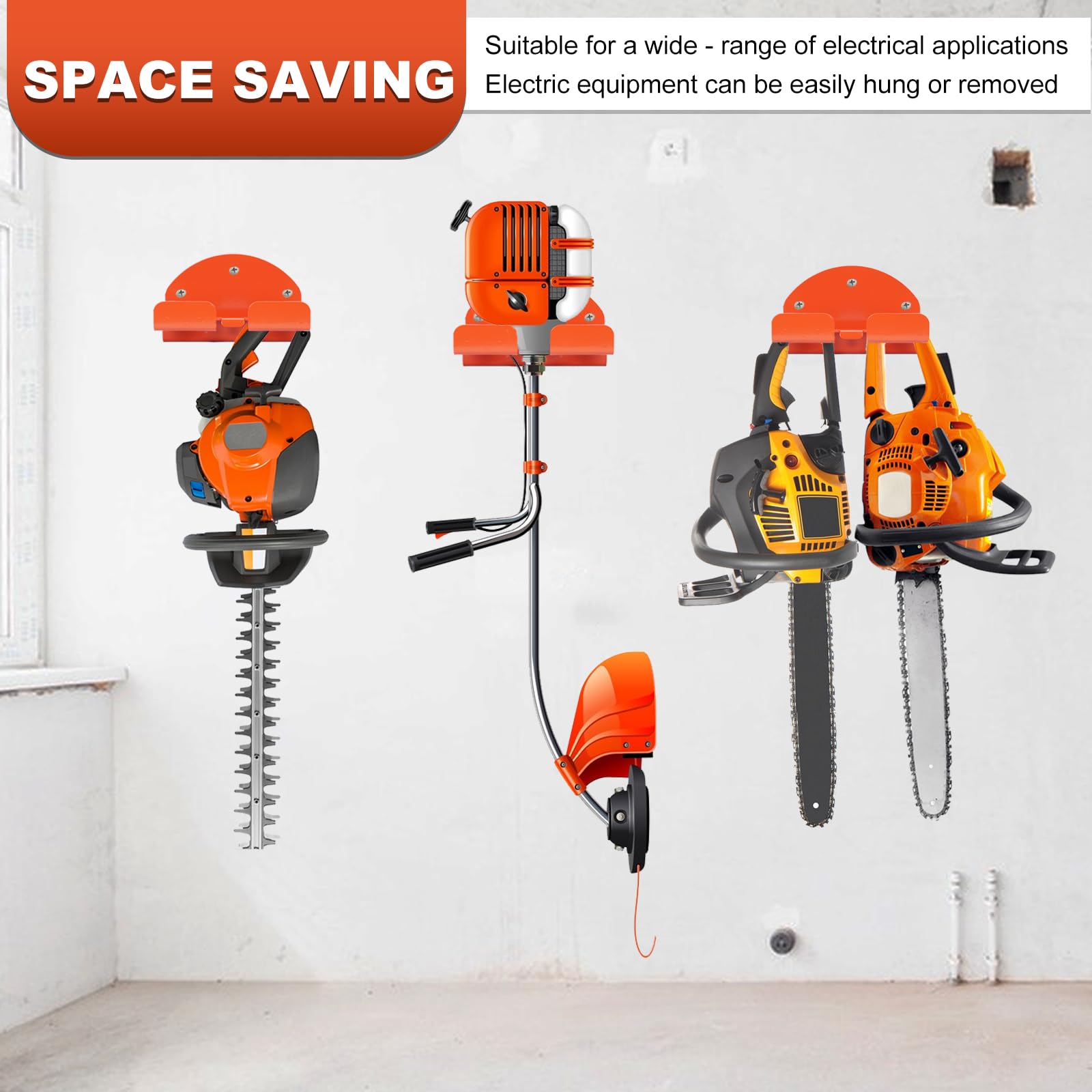 Rangement de Garage à Outils Trimmer Rack 2 Pack - Support pour Outils Électriques et Grands Outils, Montable au Mur - Compatible avec Outils Divers tels que Trimmeurs et Taille-haies