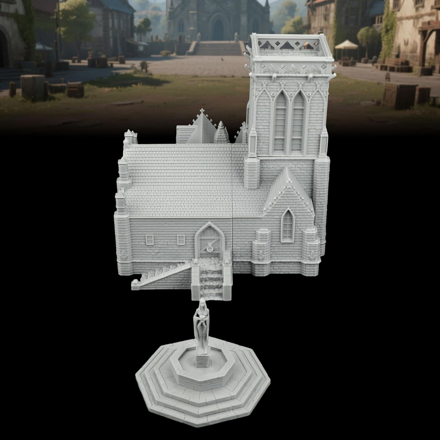 AUSPDICE DND Terrain Sacred Church Set – 7-Piece RPG Building Kit for Tabletop Roleplaying Games, Compatible with 28mm Figures Dungeons and Dragons Map and TTRPG Accessories-AF1089