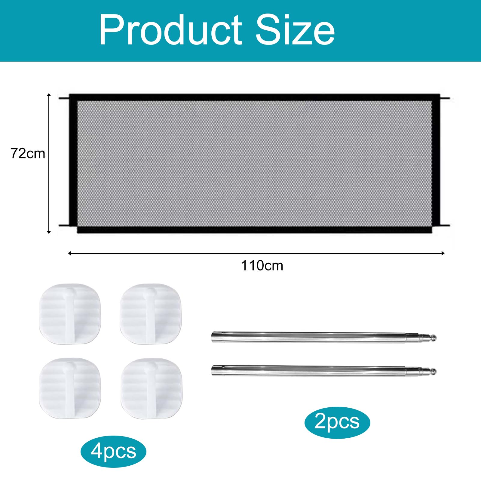Magic Gate for Dogs 110x72cm Stair Gates for Dogs Portable Safe Guard Isolation Net with Hooks and Poles - Image 2