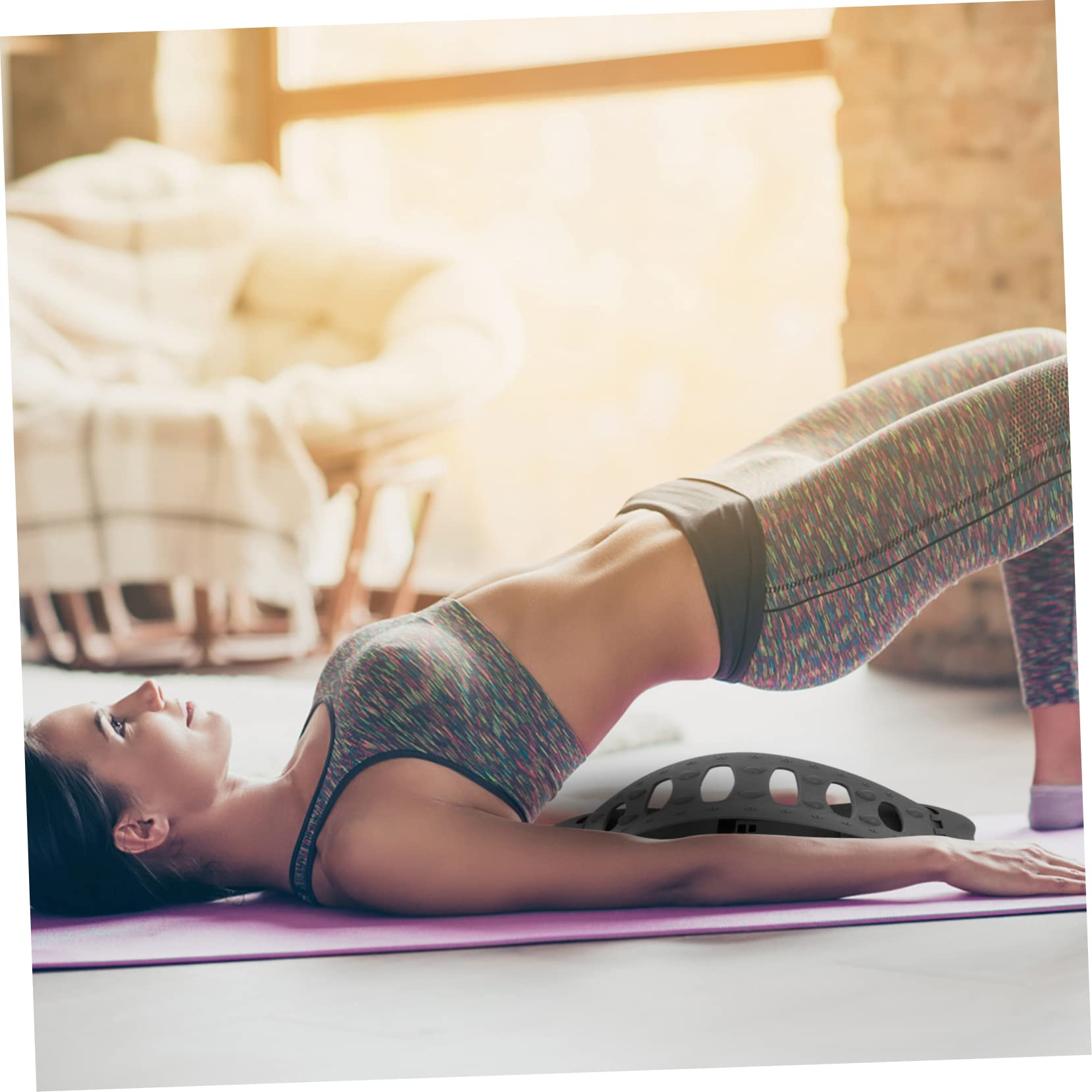 Lendenwirbelstütze mit Massagedesign, Verstellbar, gegen Müdigkeit | Abs in Schwarz, für Yoga und Dehnung, 1 Stück, Kompakt für Rücken und Nacken