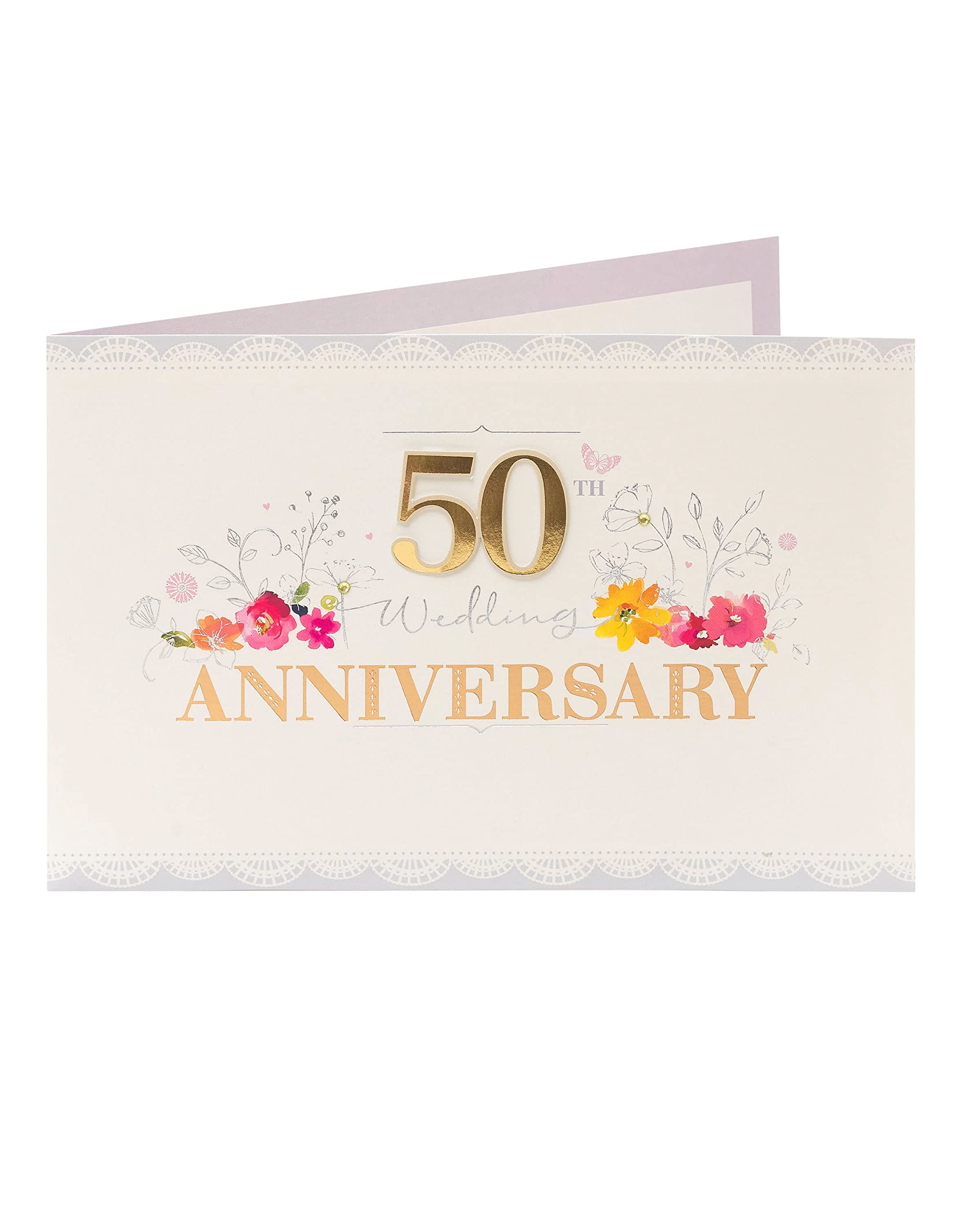 Carte Souvenir Mariage Carte Anniversaire Mariage 50 Ans UK Greetings - Design Or Et Champagne Carte Champagne Or