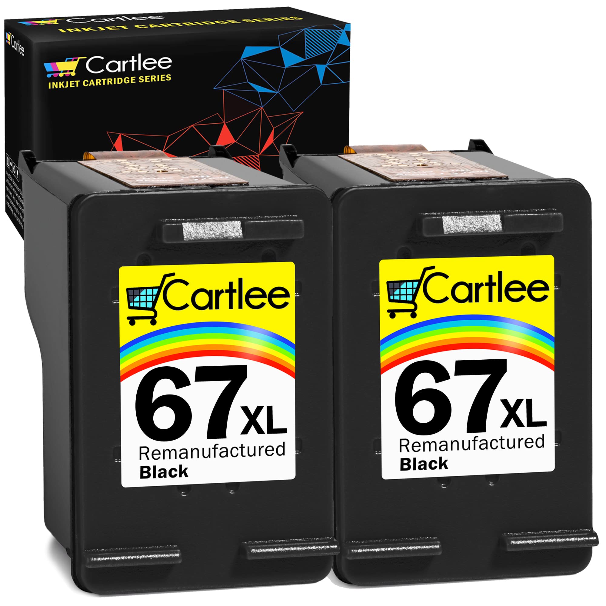 Cartlee Remanufactured Ink Cartridge Replacement for HP Ink 67 XL for HP 67xl Ink cartridges Black Combo Pack for HP 67 Ink cartridges Black Combo Pack 67xl for HP Printer Ink Envy 6000 67
