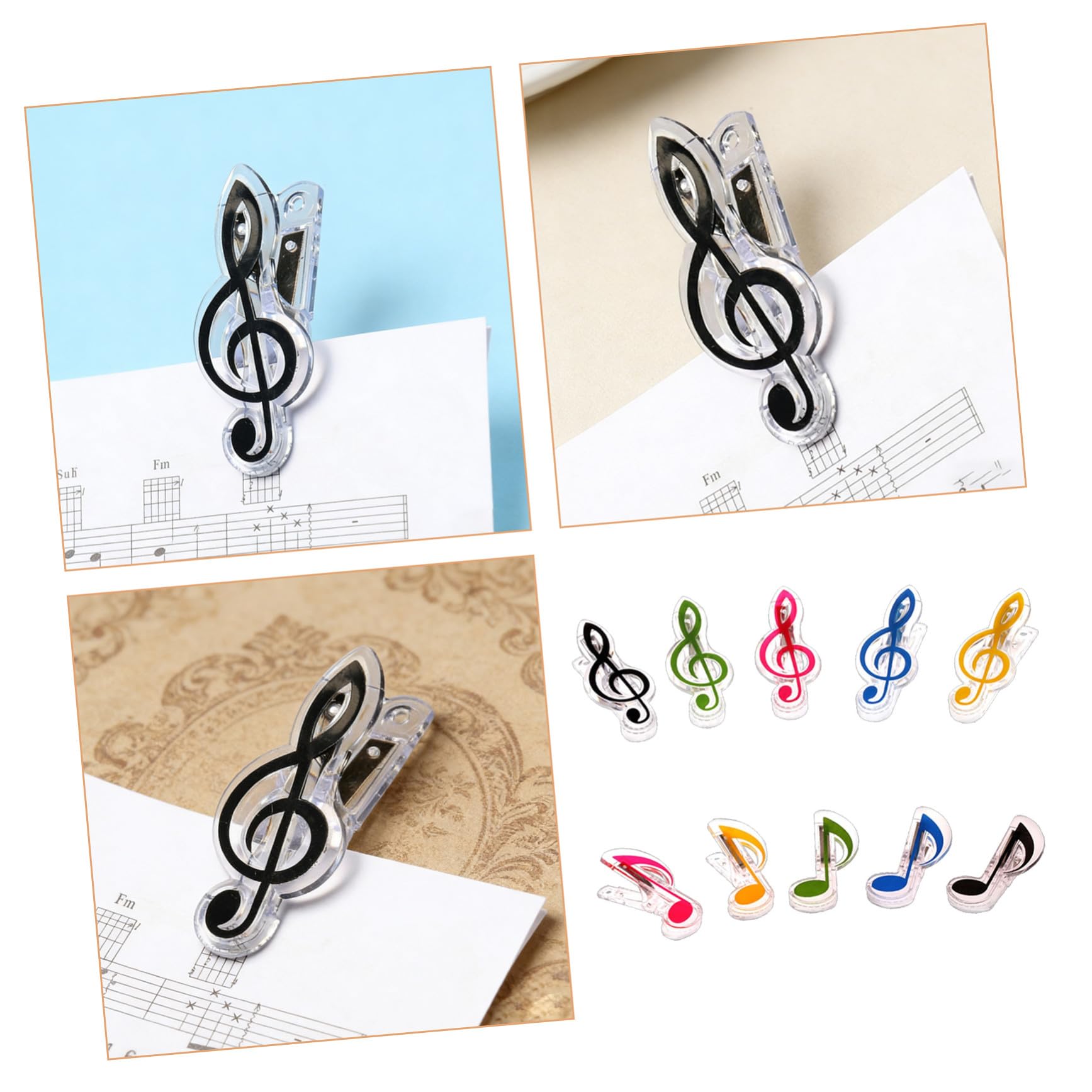 10pezzi Note Musicali in Plastica Supporto per Spartiti per Pianoforte Impugnatura in Plastica Note Musicali Colorate Uso Durevole