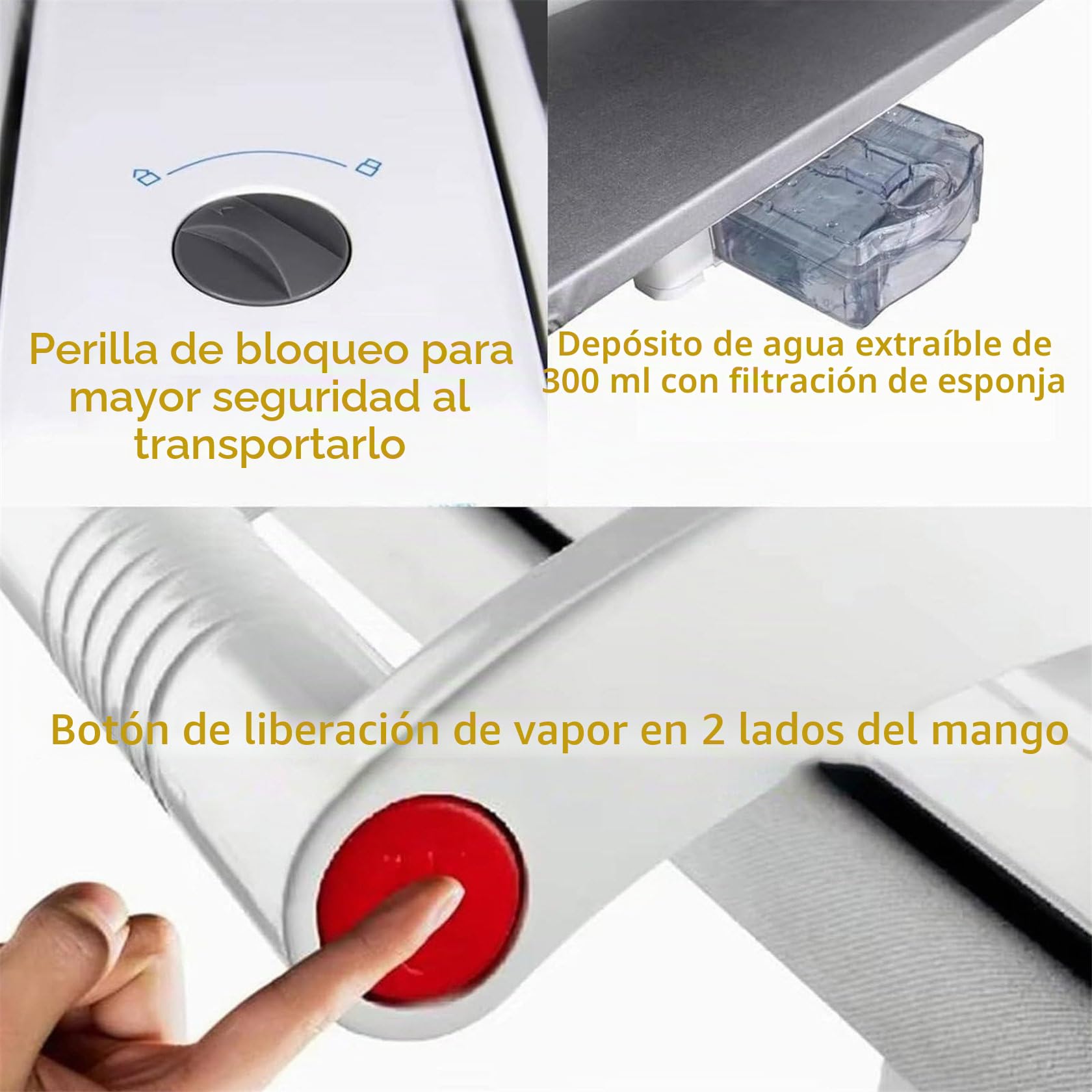 Prensa de vapor para planchado de alta potencia - 1800W con soporte, gran área de planchado, presión de 50 kg para un planchado eficiente