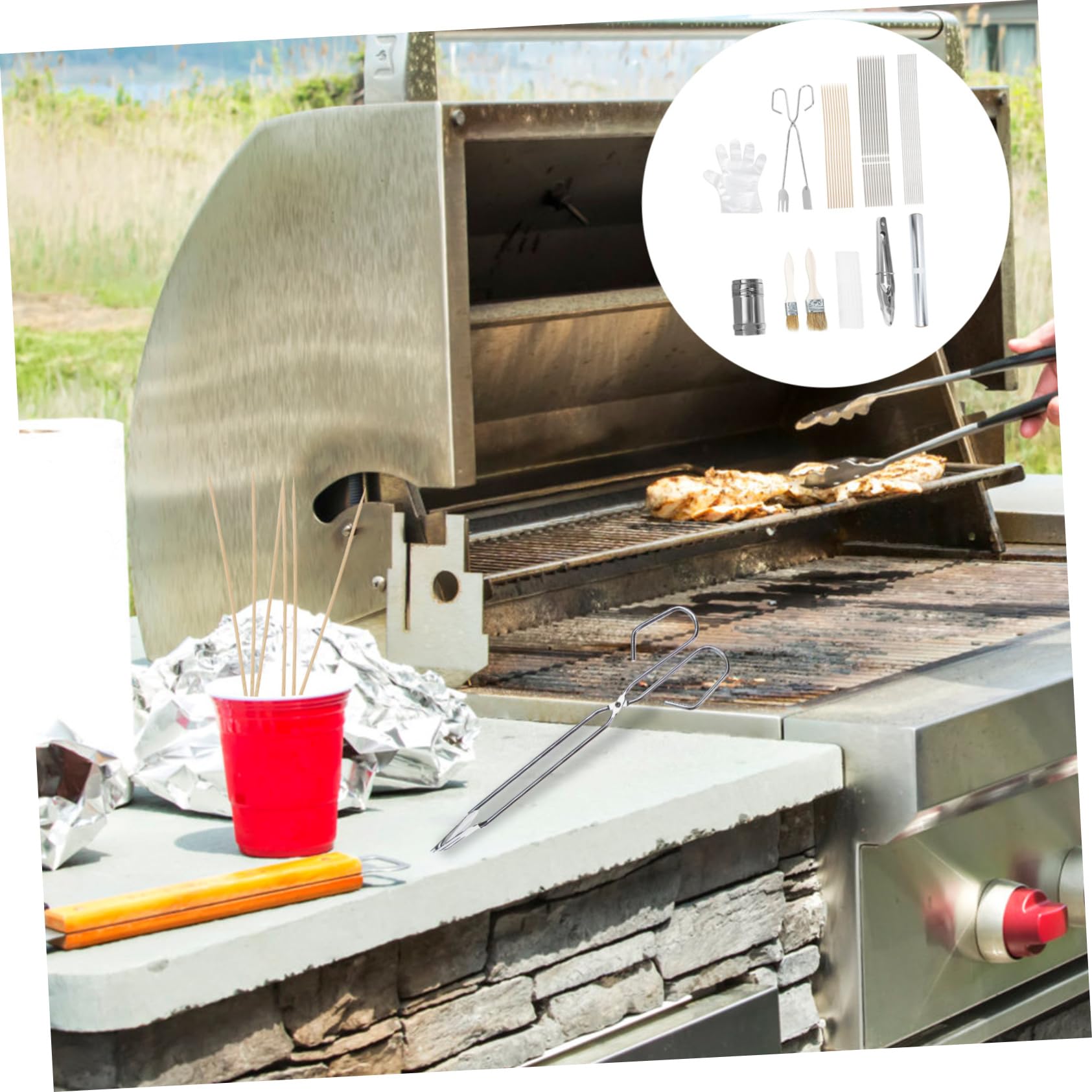 Set Di Utensili Per Griglia Portatile in Acciaio Inossidabile Accessori Per Barbecue All'aperto Bastoncini Per Griglia Per Feste Campeggio Regali Per Cuochi Appassionati Di Cucina