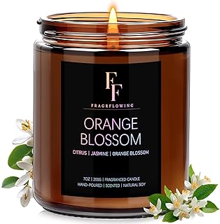 Orange Blossom Scented Candle for Home Soy Wax Candle, Aromatherapy Candle Gift for Women Men, 7oz