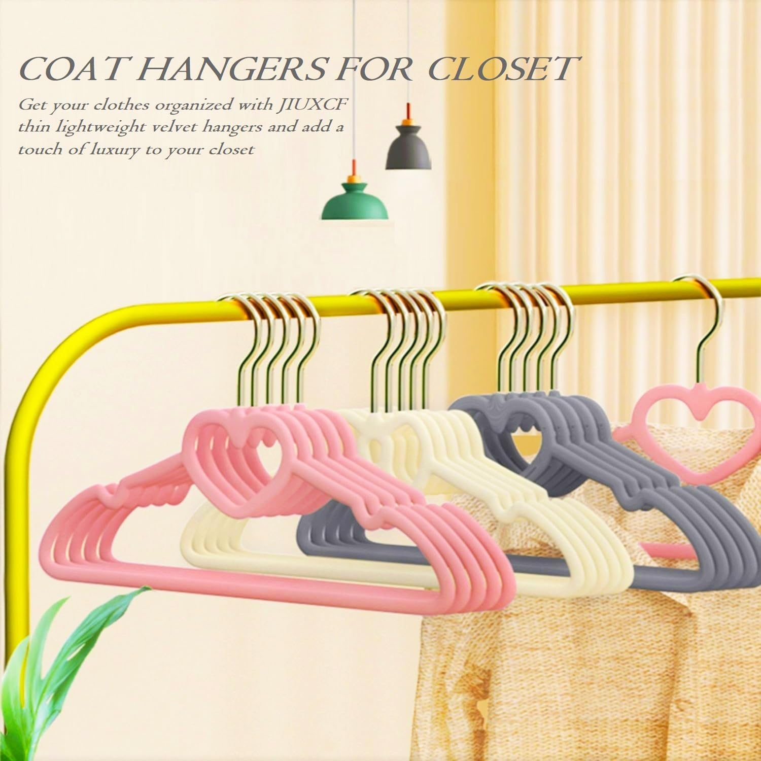 Pink Velvet Hangers 50 Pack, 16" Non Slip Adult Hangers, Slim Clothes Hanger with 360 Degree Swivel Hook - Durable & Cute