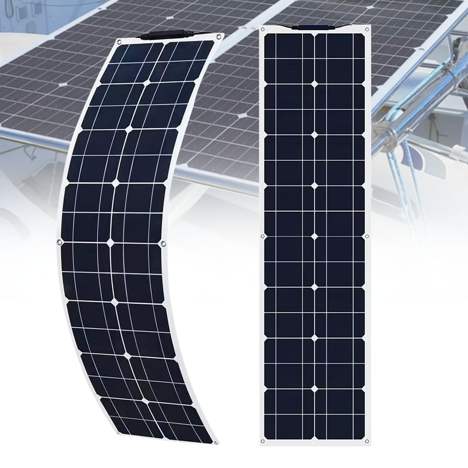 Kit De Panneau Solaire Portable, 2 Panneaux Solaires Flexibles 200 W, Panneau éTanche, Pliable, Fin Et LéGer, Alimentation Portable Pour Camping-Car, Bateau, Solution éNergéTique ExtéRieure,White